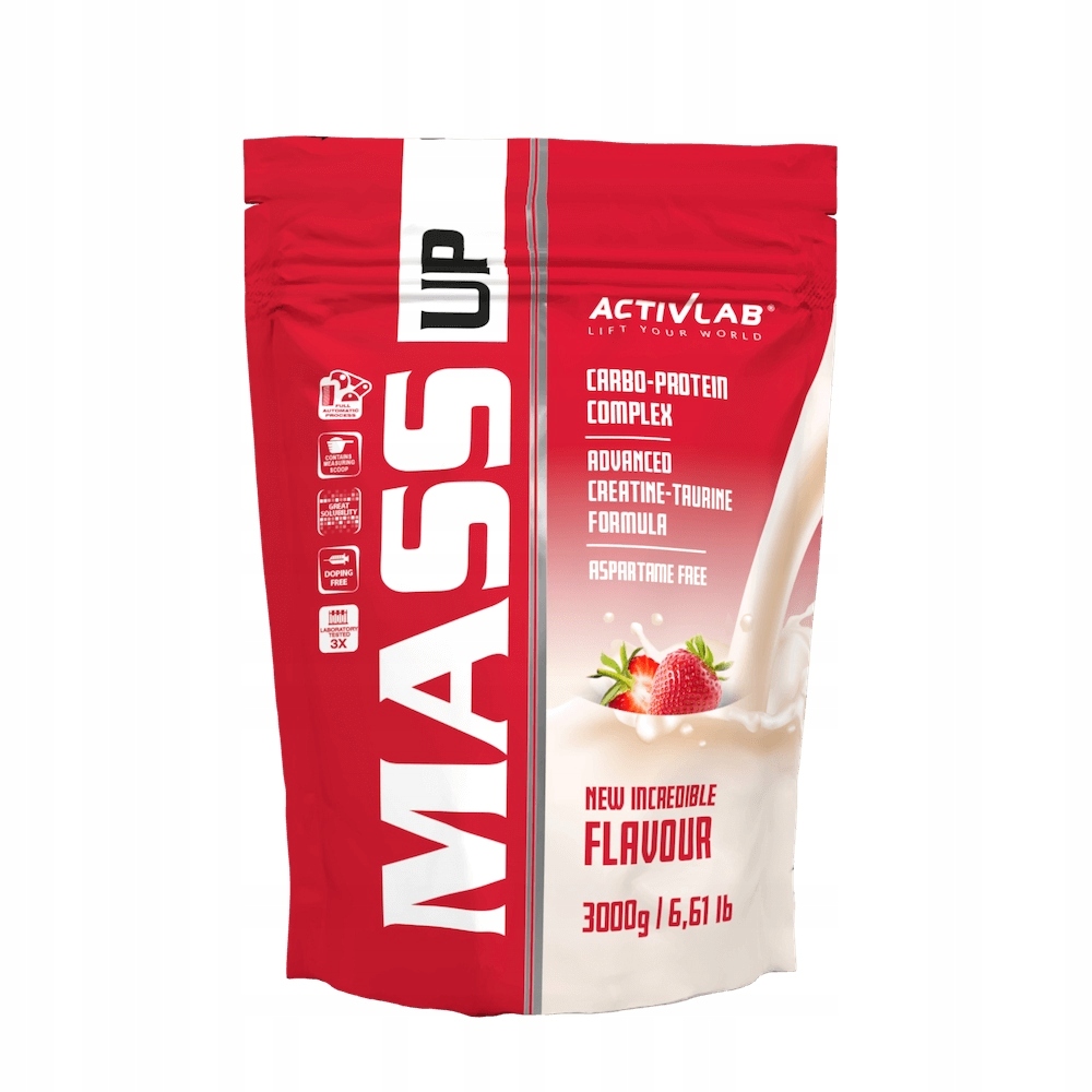 Activlab Mass Up 3000g Gainer na hmotnost bílkovin sacharidy Kreatin Jahoda