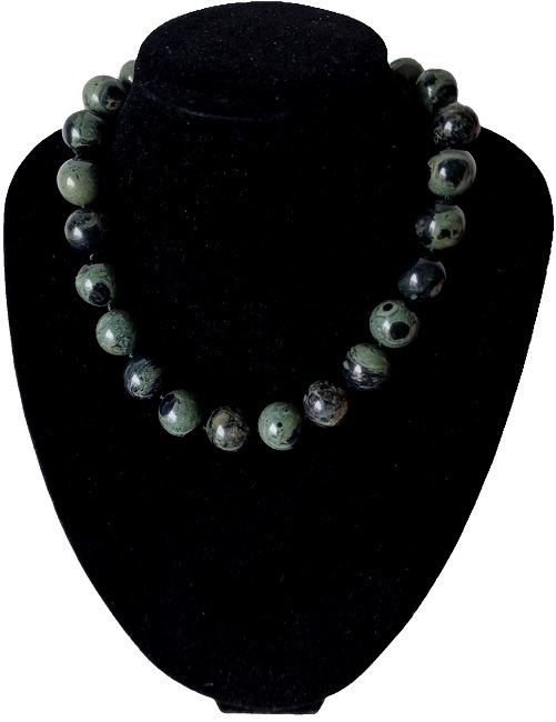 Oceánský Jaspis Orbikulární Kabamba Náhrdelník Etno Art Madagaskar