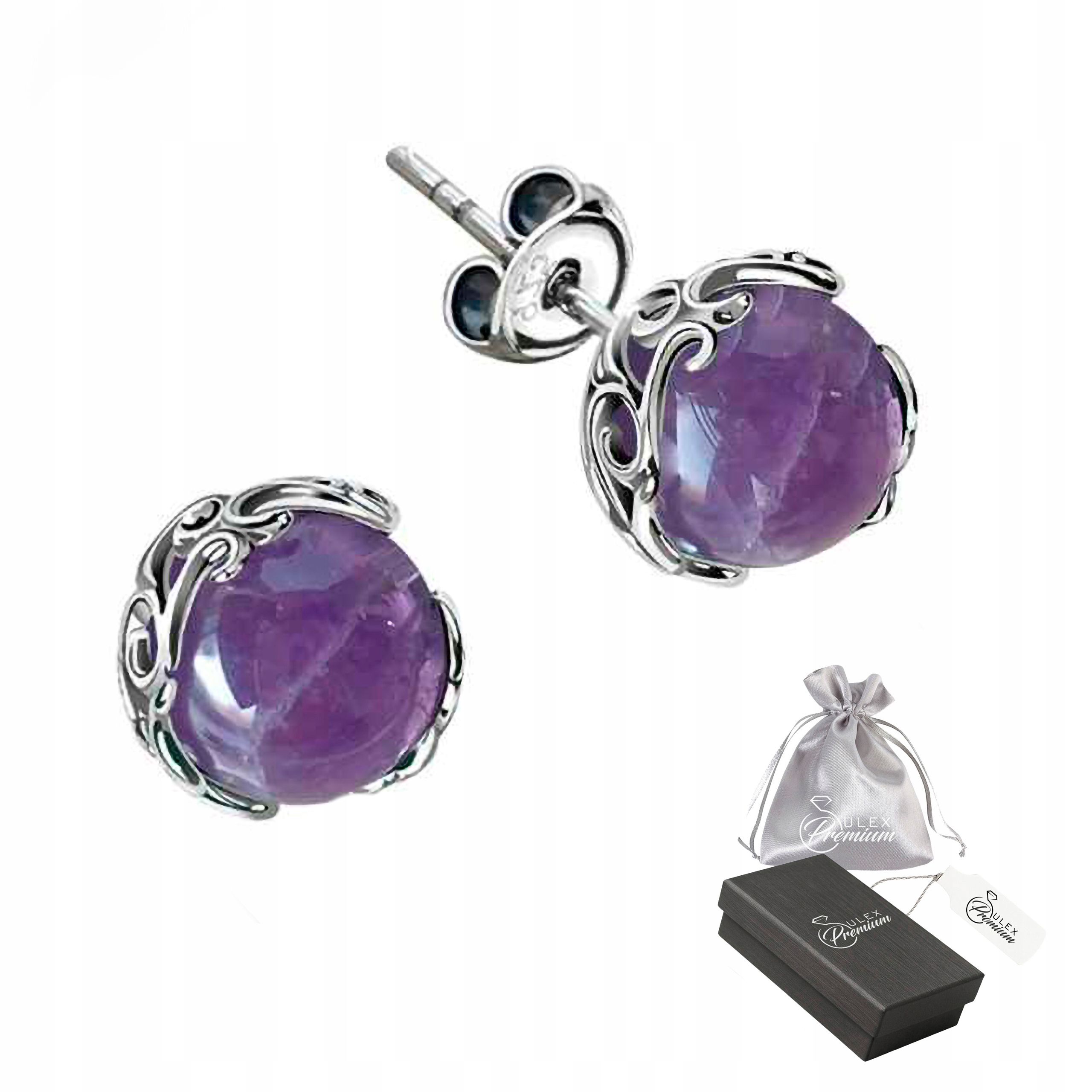 Náušnice Tužky stříbro ryzost 925 Elegantní s krásným přírodním Ametystem