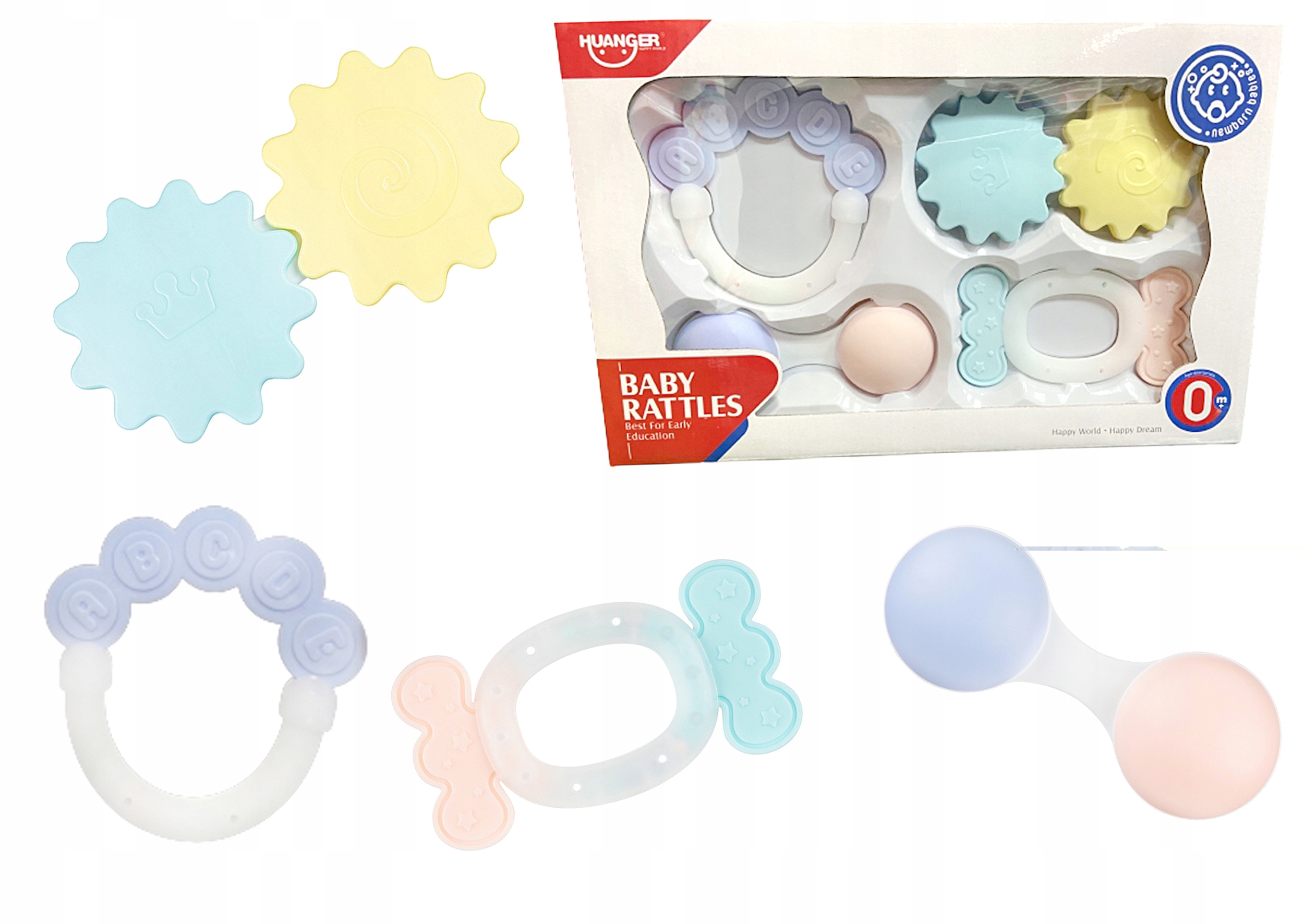 НАБОР ПОГРЕМУШЕК + CHEWS 4 ШТ ПАСТЕЛЬНЫЕ ЦВЕТА