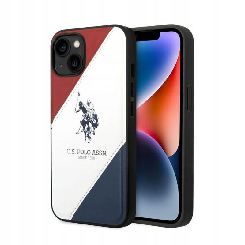 Us Polo Assn Tricolor Embossed Etui iPhone 14 Plus (biały)