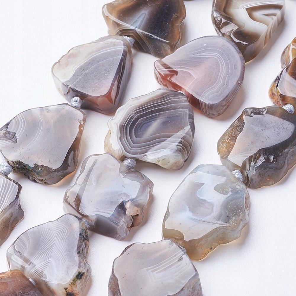 Achát, 22 26mm, 13ks, ovál nepravidelný