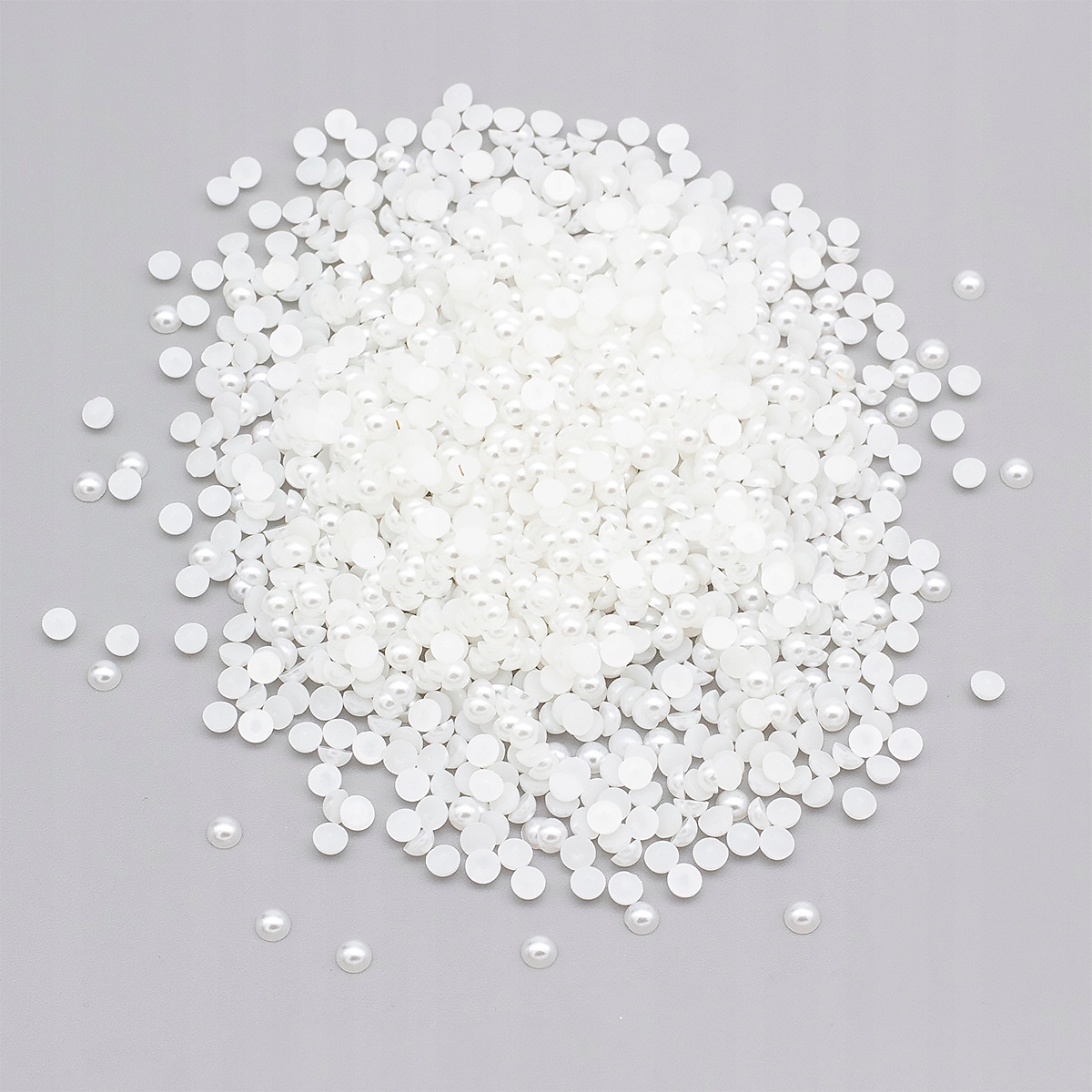 Kaboszony Perłowe, Plastik Abs, Półokrągłe, 4x2mm, Białe 25g~1400szt