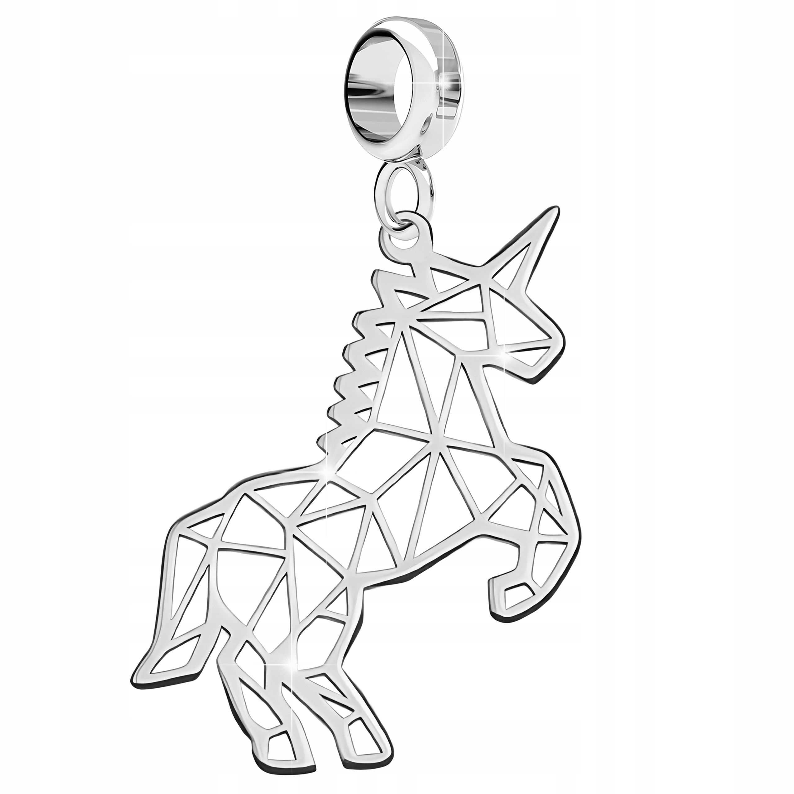 Charms Stříbrný plech s jednorožcem Ažurový jednorožec Origami Stříbro 925
