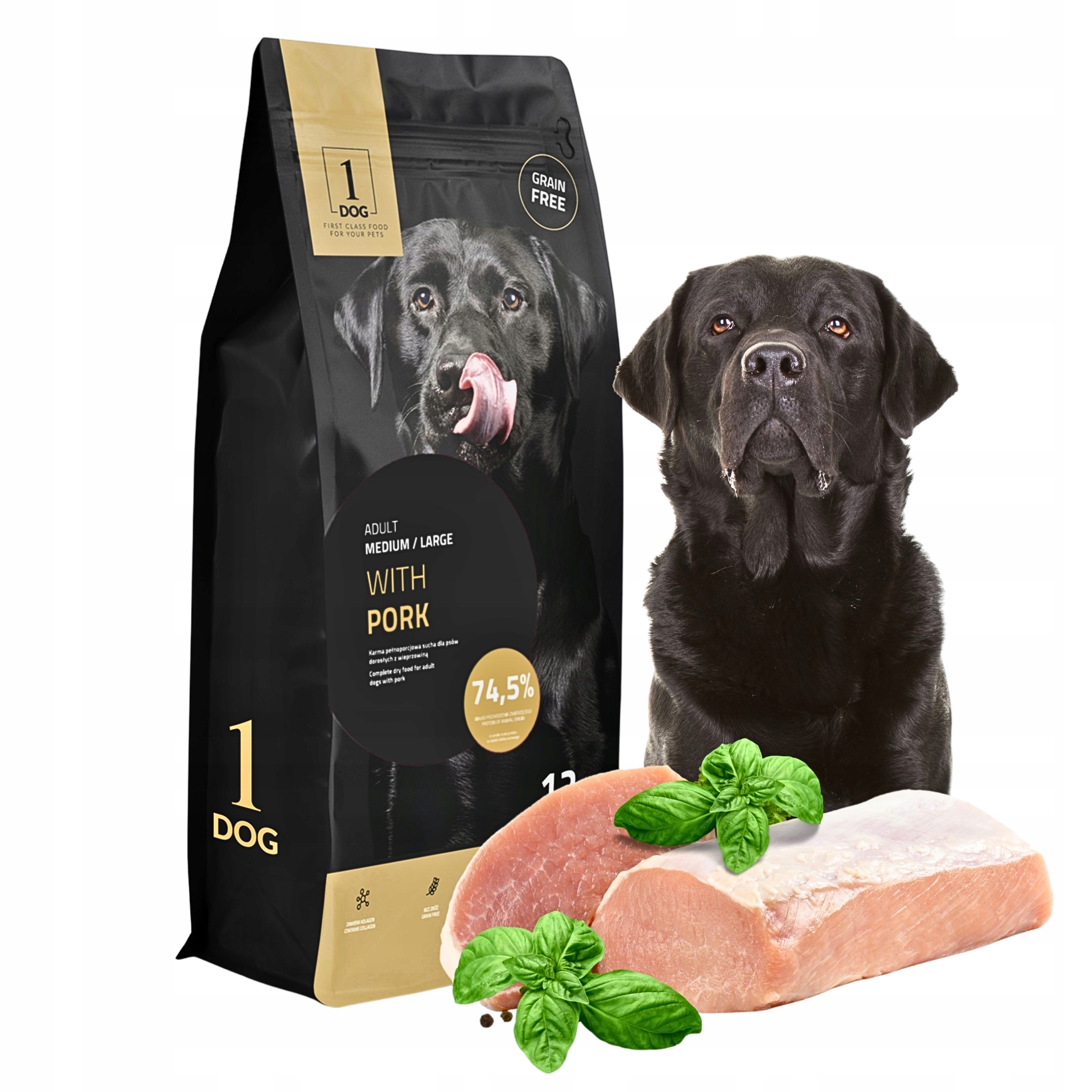Sucha karma dla psa z wieprzowiną średnie duże rasy 12kg 1DOG monobiałkowa
