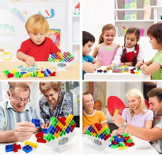 TETRA TOWER EDUKACYJNA GRA PUZZLE ZABAWKA Klockowa 64 SZT. DLA DZIECI 3+ Szerokość produktu 3 cm