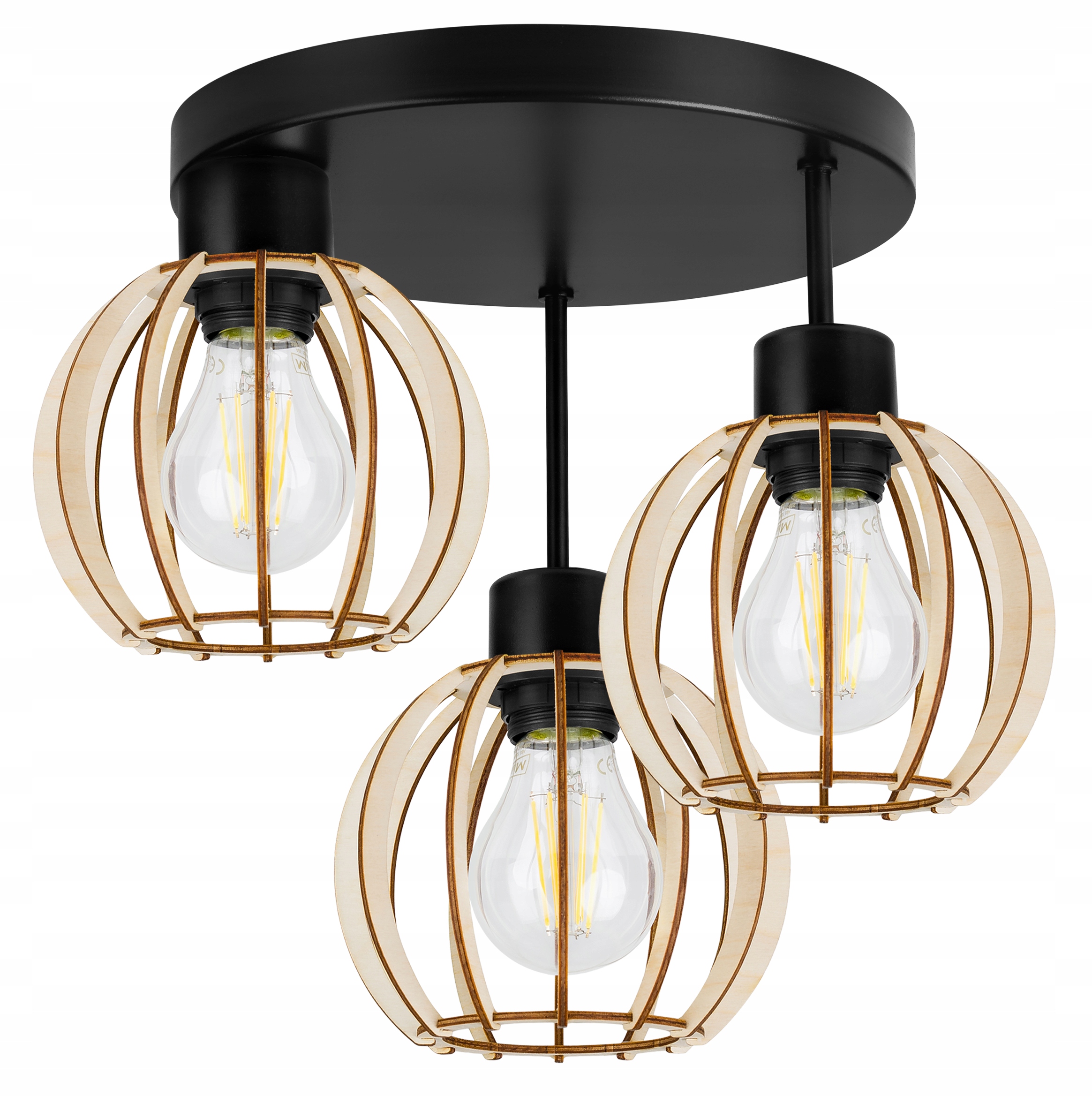 Závěsné Stropní Svítidlo S Trojitým Dřevěným Lustrem, Moderní Boho Led