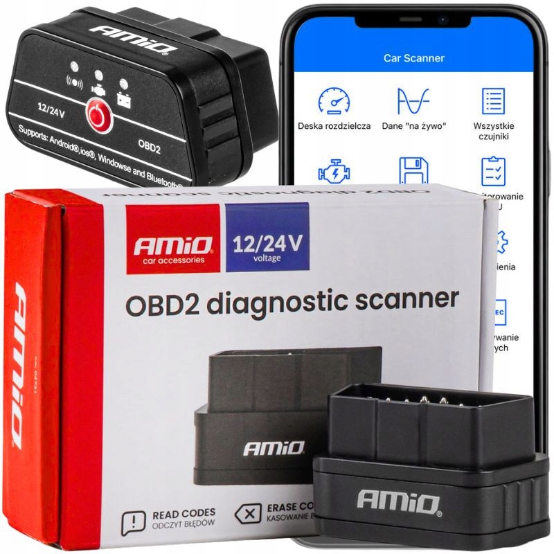 Interfejs Diagnostyczny OBD2 Bluetooth Skaner Kasowanie Błędów Skanowanie
