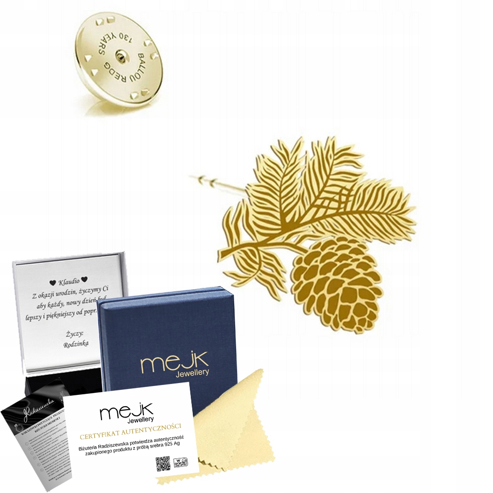 Odznak Zlatý dlouhosrstý jezevčík Borovice Šiška 925 Pin Žena Dedikace