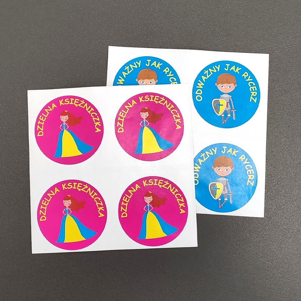 

Etykiety,naklejki MIX Księżniczka i Rycerz FI55