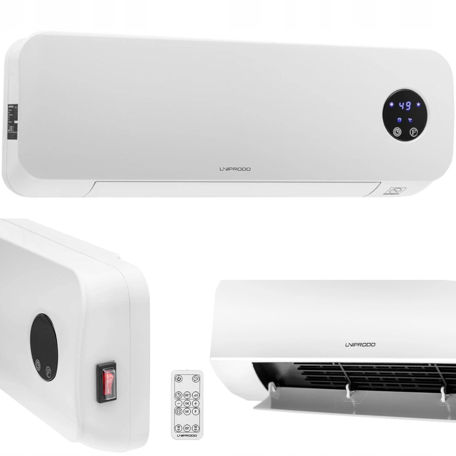 Elektrický Nástěnný Ohřívač, Keramická Vzduchová Clona 2000 W, Dálkové Ovládání