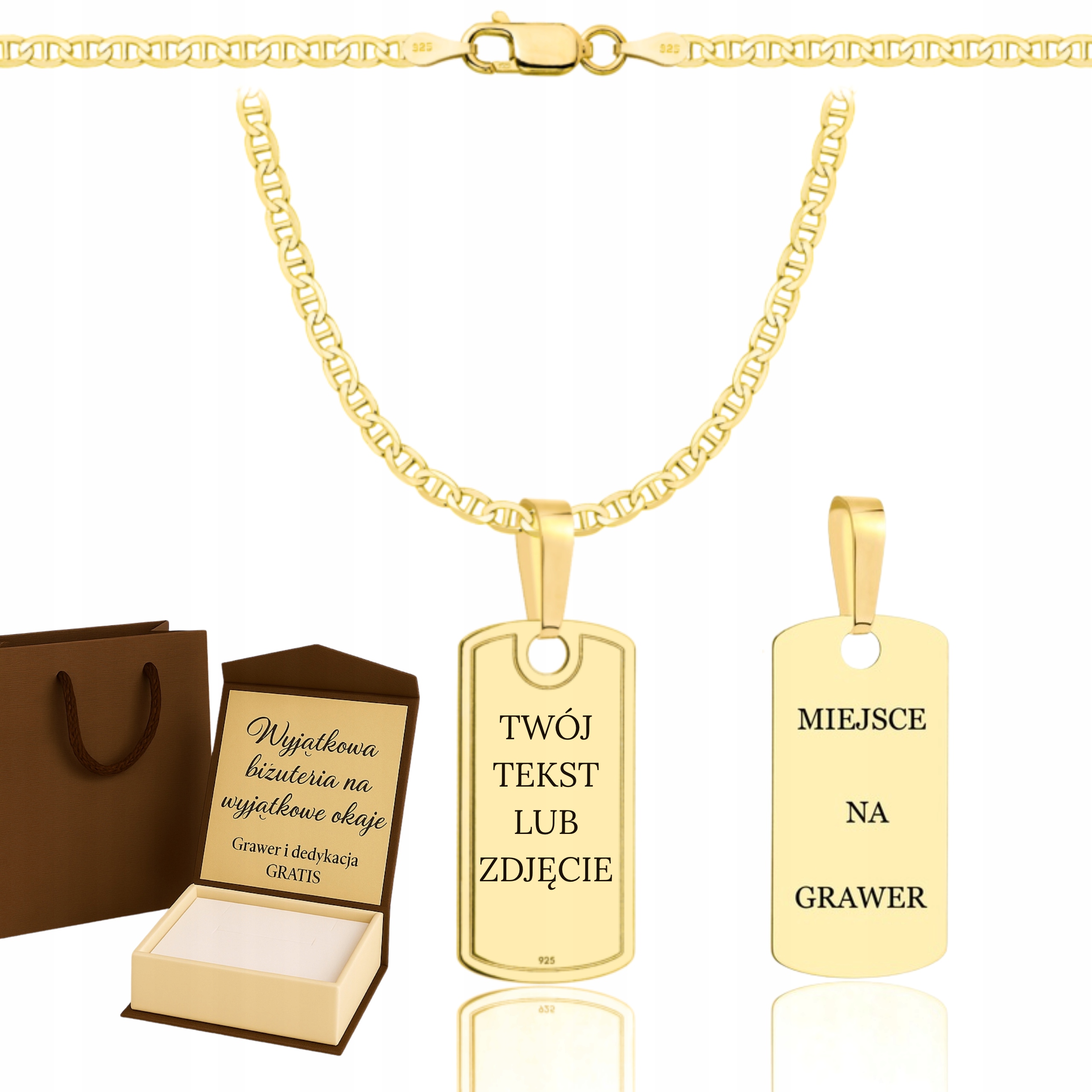 Dámský Řetízek Vojenská Známka Ryzost 925 585, Gravírování Bonus