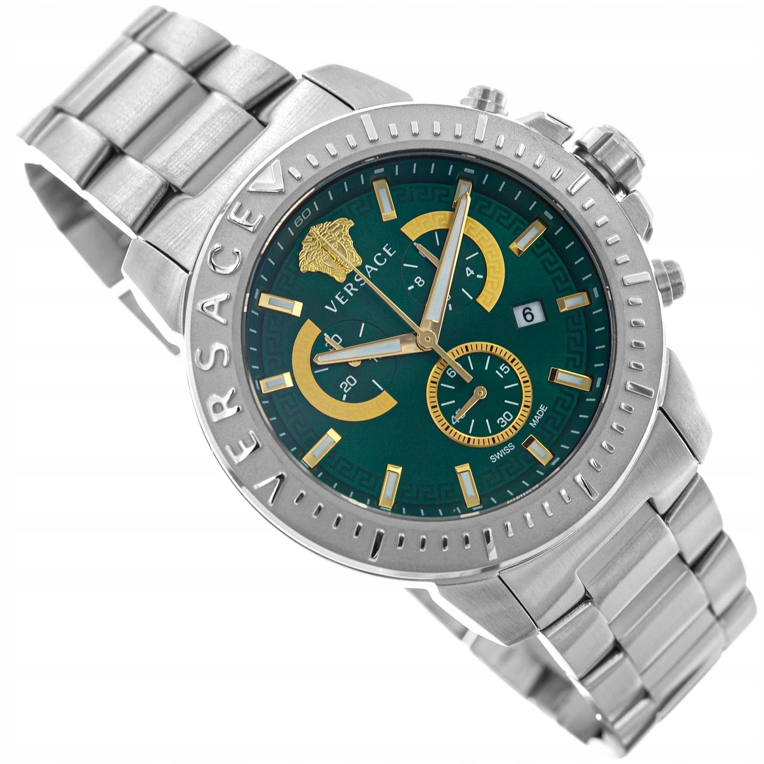 Pánské Hodinky Versace VE2E00821 New Chrono Stříbrné Na Náramku Datumovka