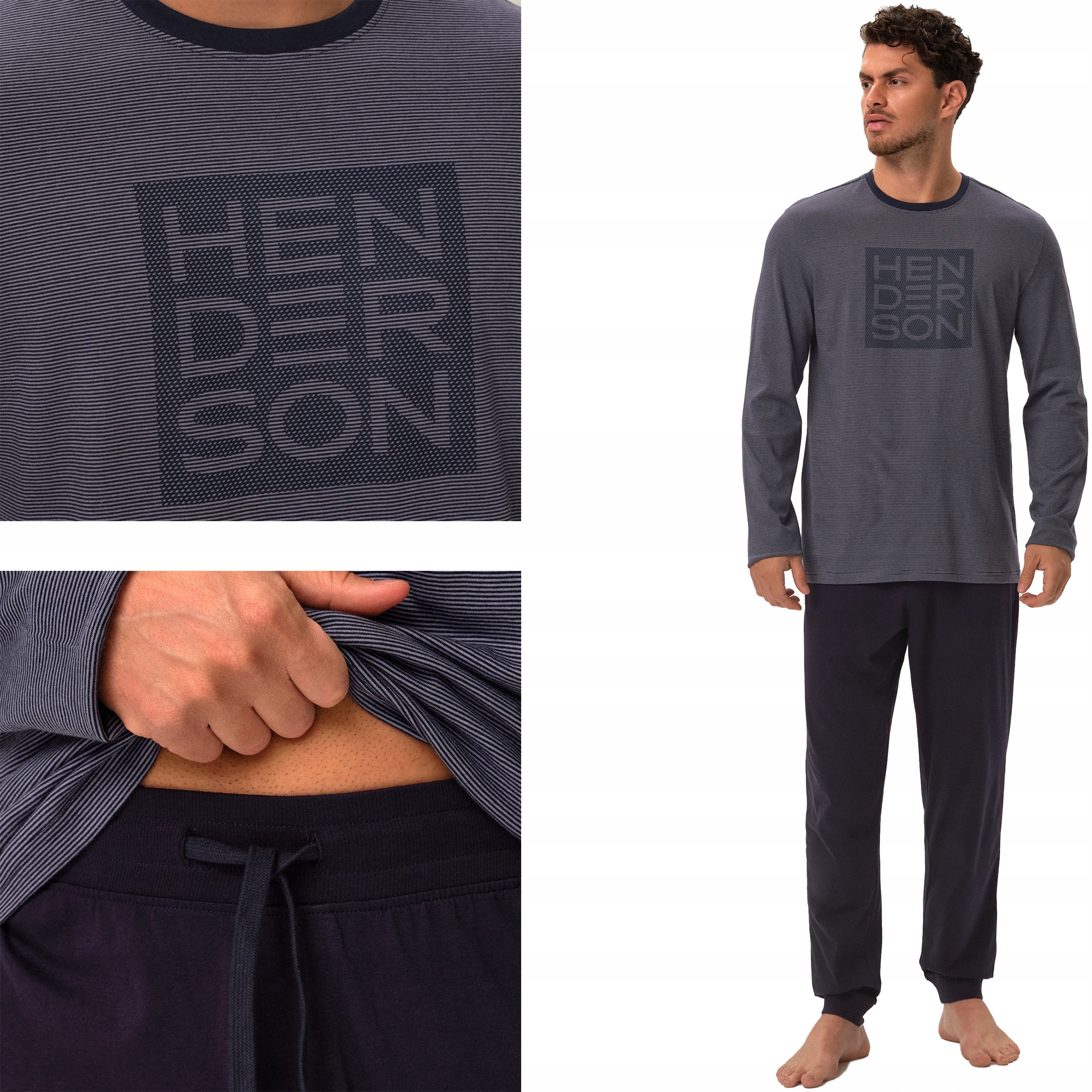 Henderson pánské pyžamo s dlouhým rukávem a dlouhými kalhotami Core světle modré XXL