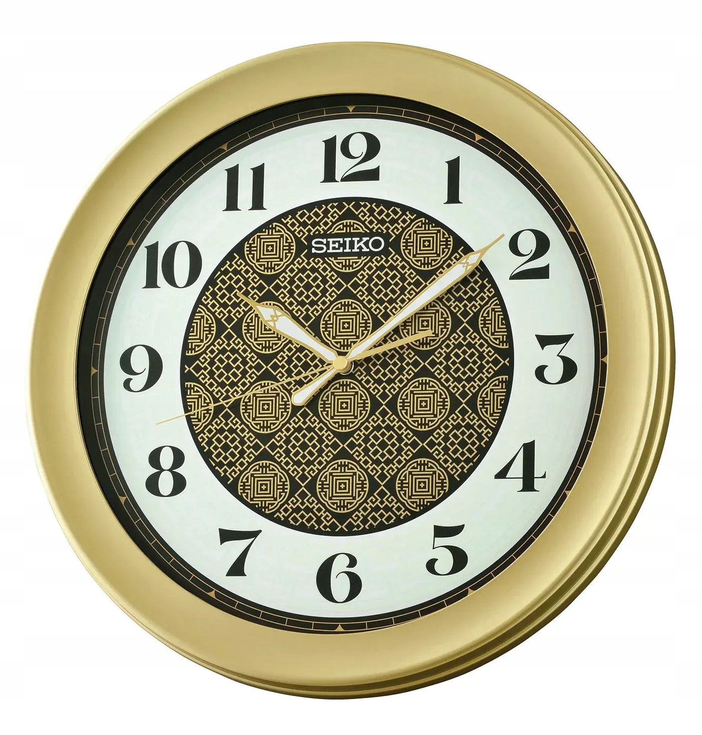 Zlatý Matný Okrúhly Japonský Hodiny Seiko QXA859G 37 cm Viditeľné V Noci