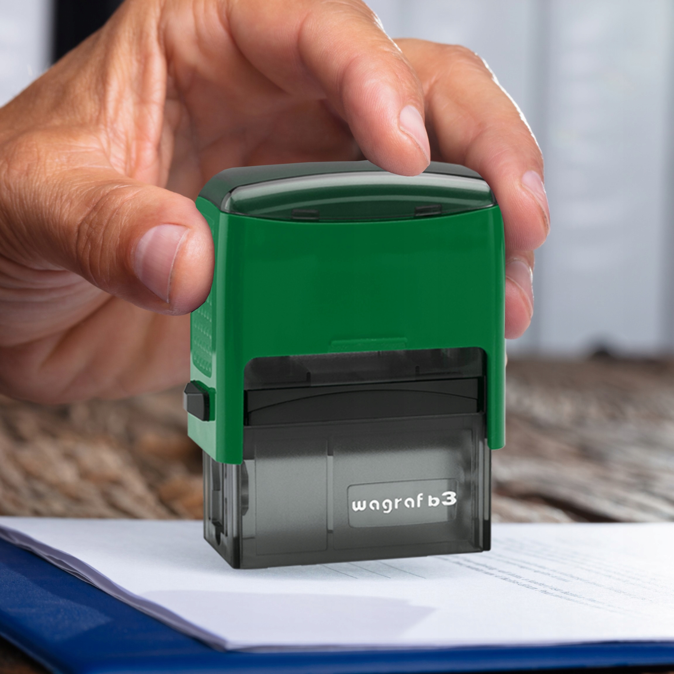 PIECZĄTKA WAGRAF B3s DO 6 LINII FIRMOWA IMIENNA BIUROWA PROJEKT + GUMKA Rodzaj elementu stemplującego Gumka laserowa