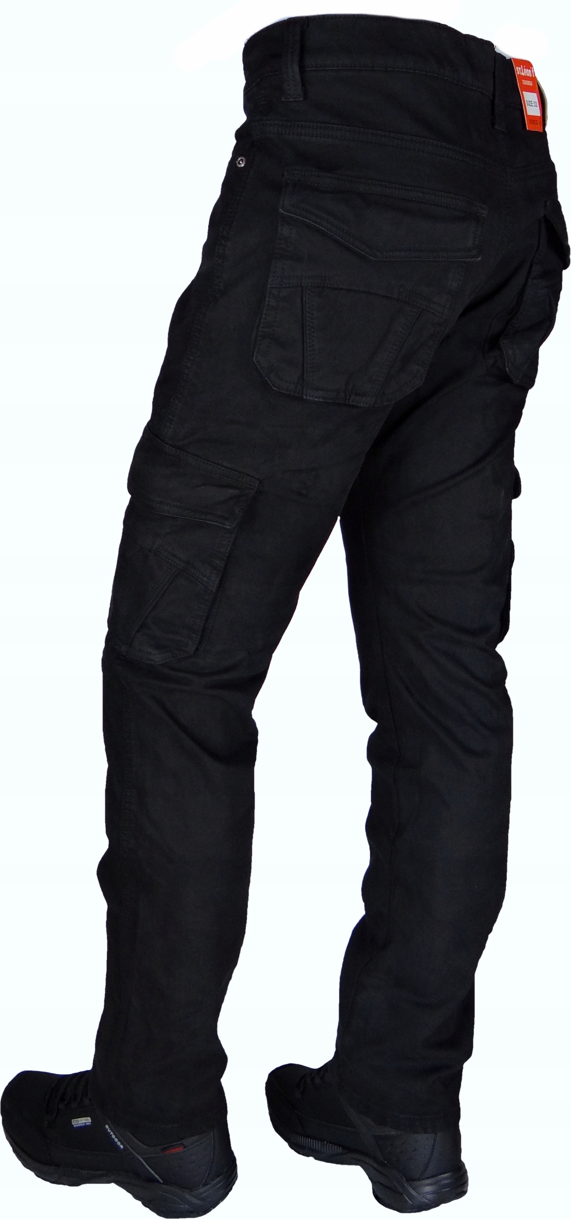 Spodnie Bojówki CZARNE r 39 L30 WORK-Y Krótsze Rozciągliwe Różne Rozmiary Kolor czarny