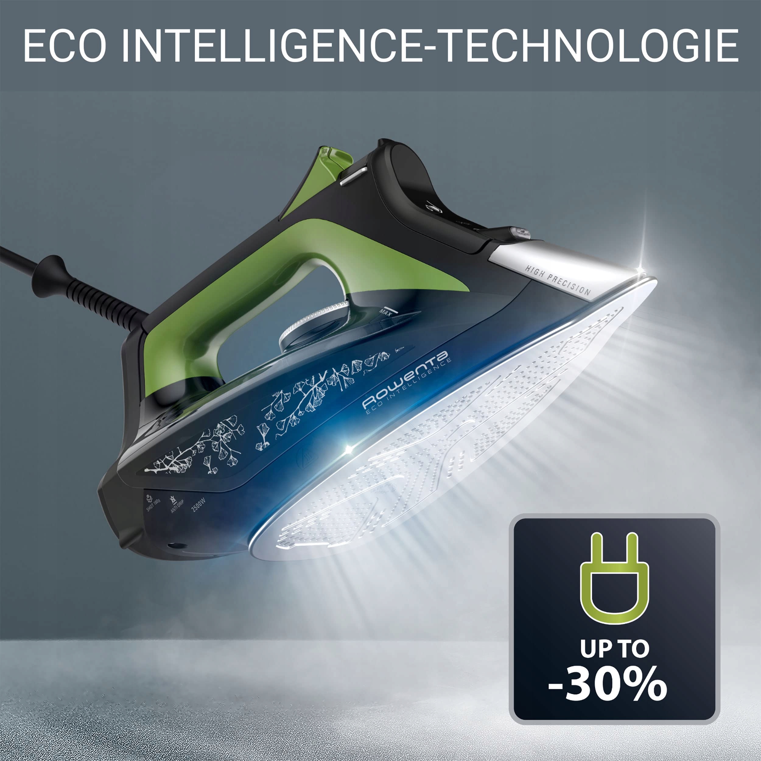 ROWENTA Żelazko Parowe Eco Intelligence 2500W Ciągły Wyrzut Pary 45g/min — miniatura 6