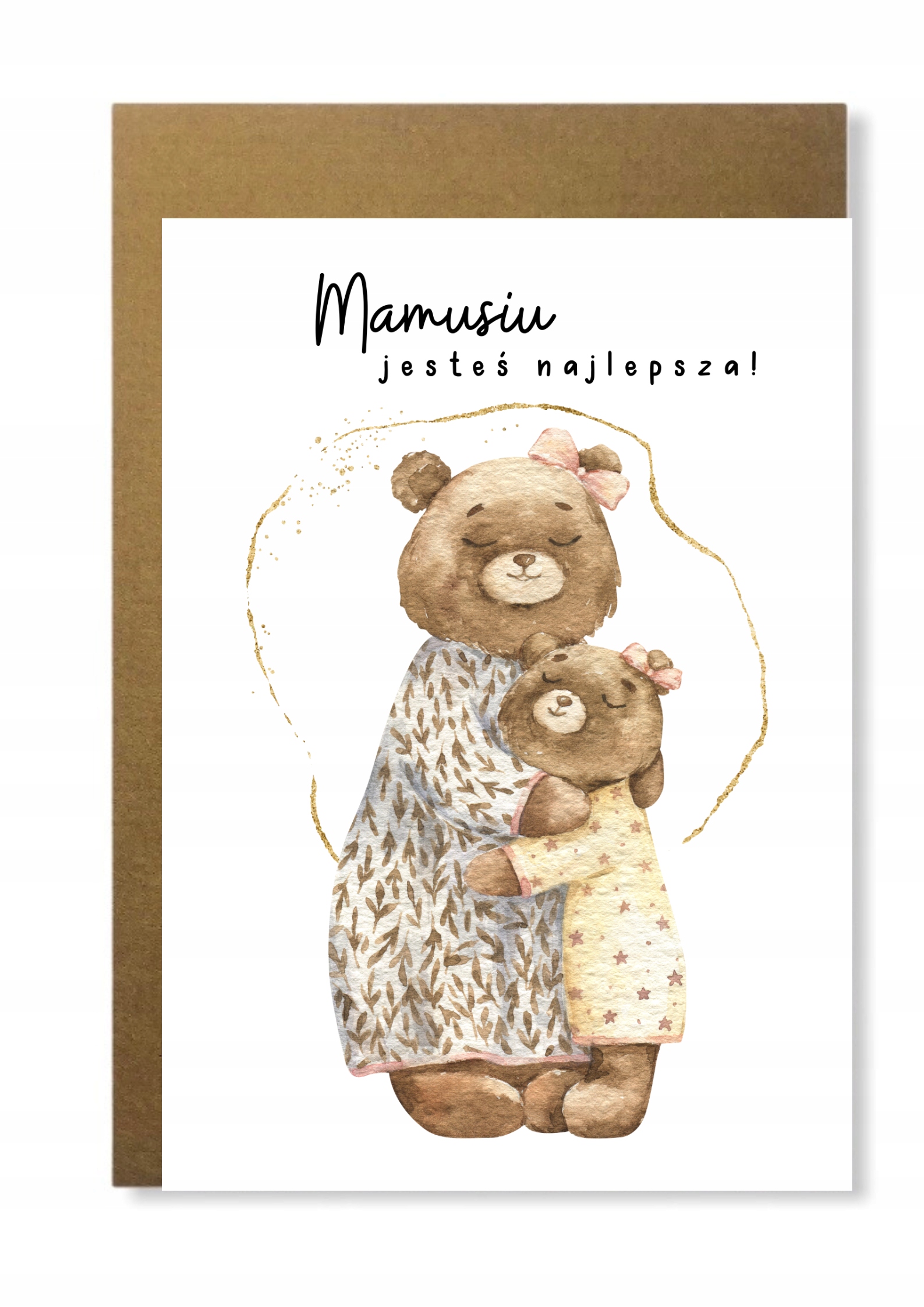 Kartka dla mamy na dzień matki z misiem