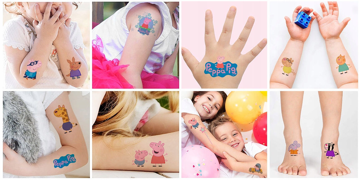 NAJLEPSZE TATUAŻE ZMYWALNE DLA DZIECI DZIECIĘCE ŚWINKA PIG PEPPA WZORY Marka inny