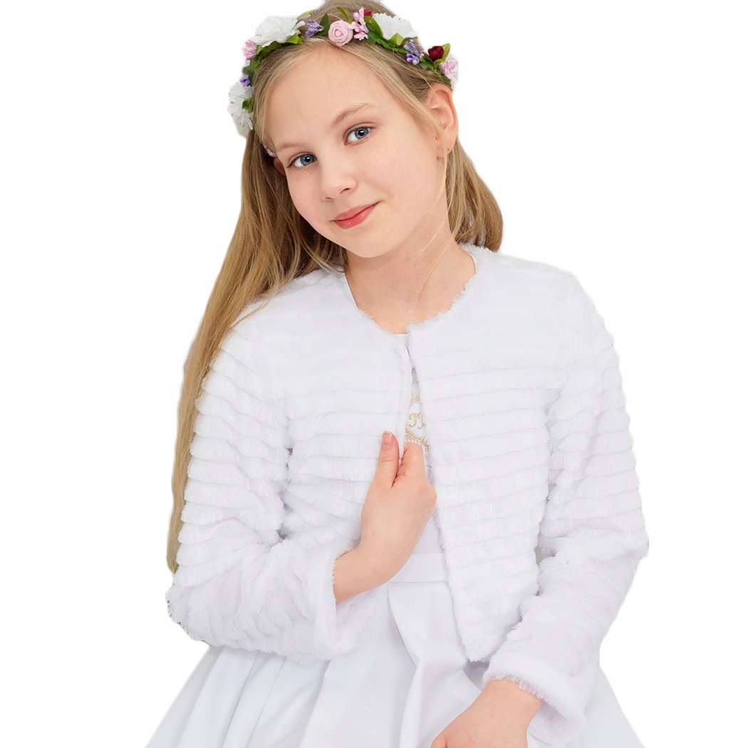 Białe BOLERKO komunijne żakiet KOMUNIA r. 146 w588