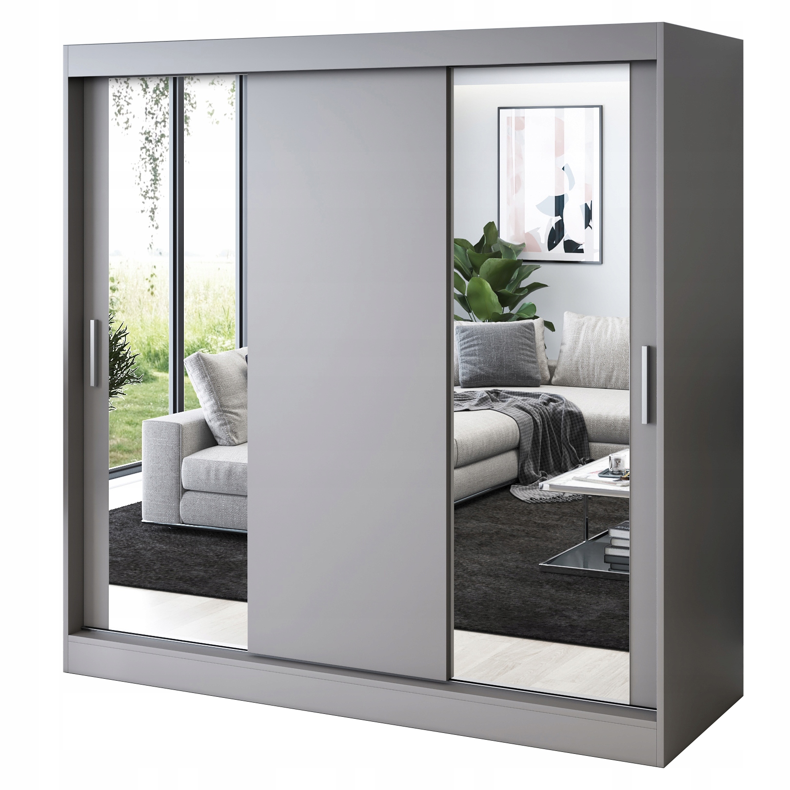 Szafa Przesuwna 200cm Antracyt- RÓŻNE KONFIGURACJE