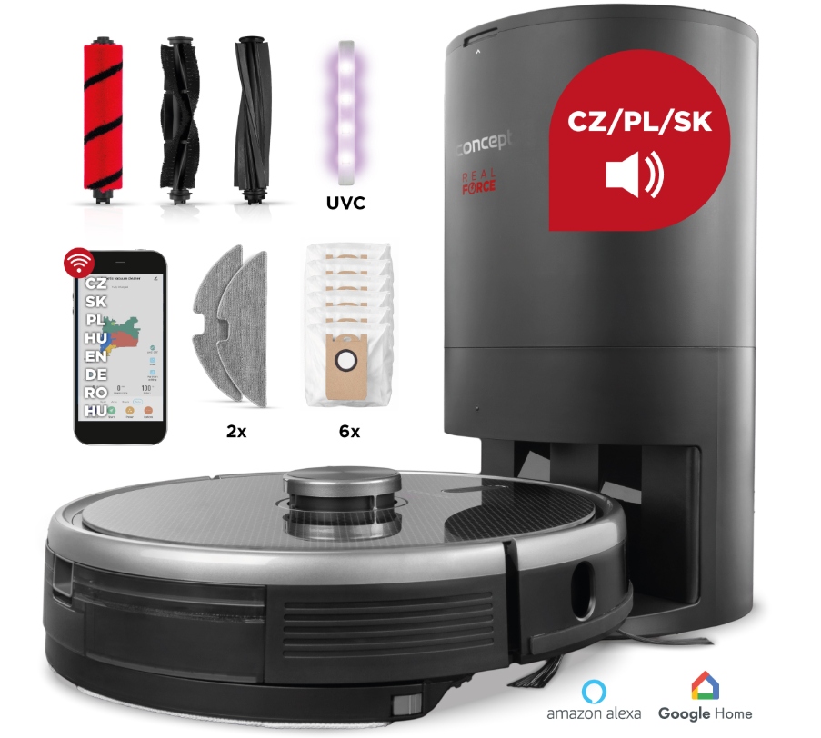 Robotický vysávač s mopovaním Concept VR3520n 3v1, dokovacia stanica Rooplan