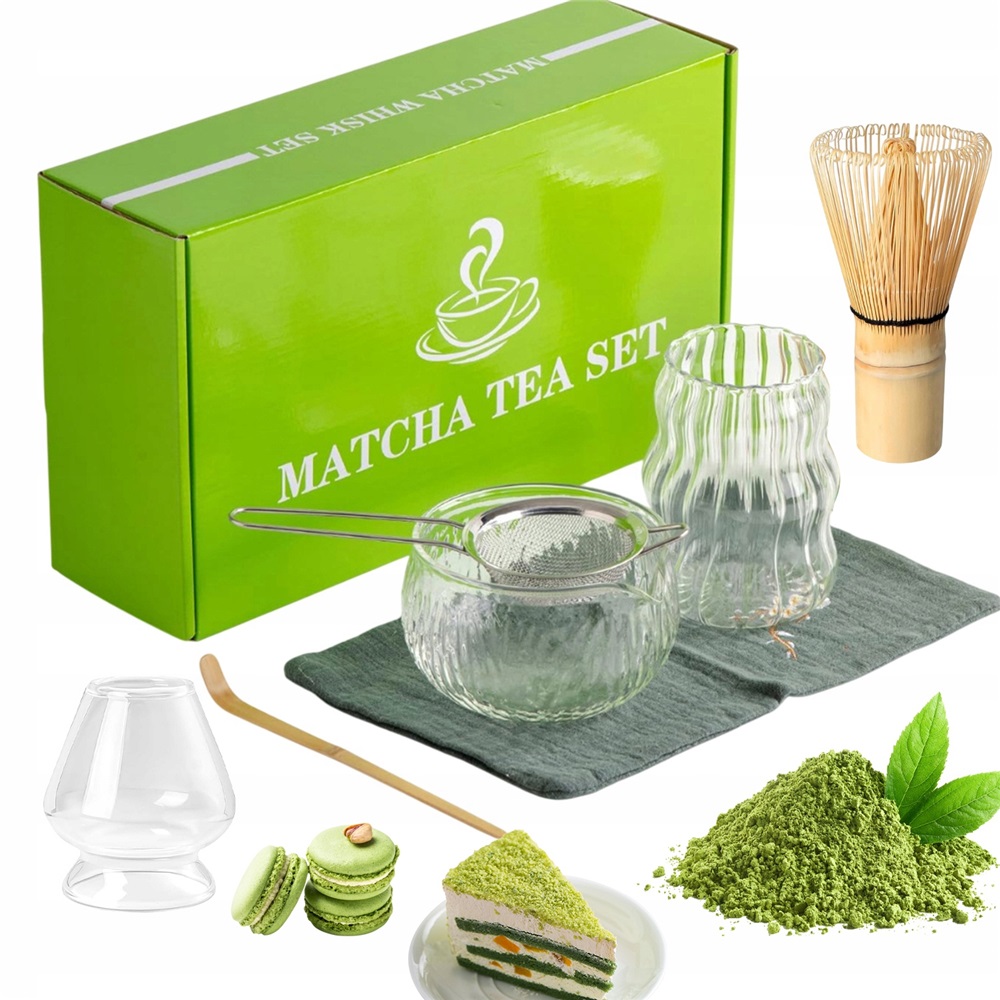 Zestaw Prezentowy Startowy Do Herbaty Matcha Z Pędzel Łyżka Podstawka 7W1