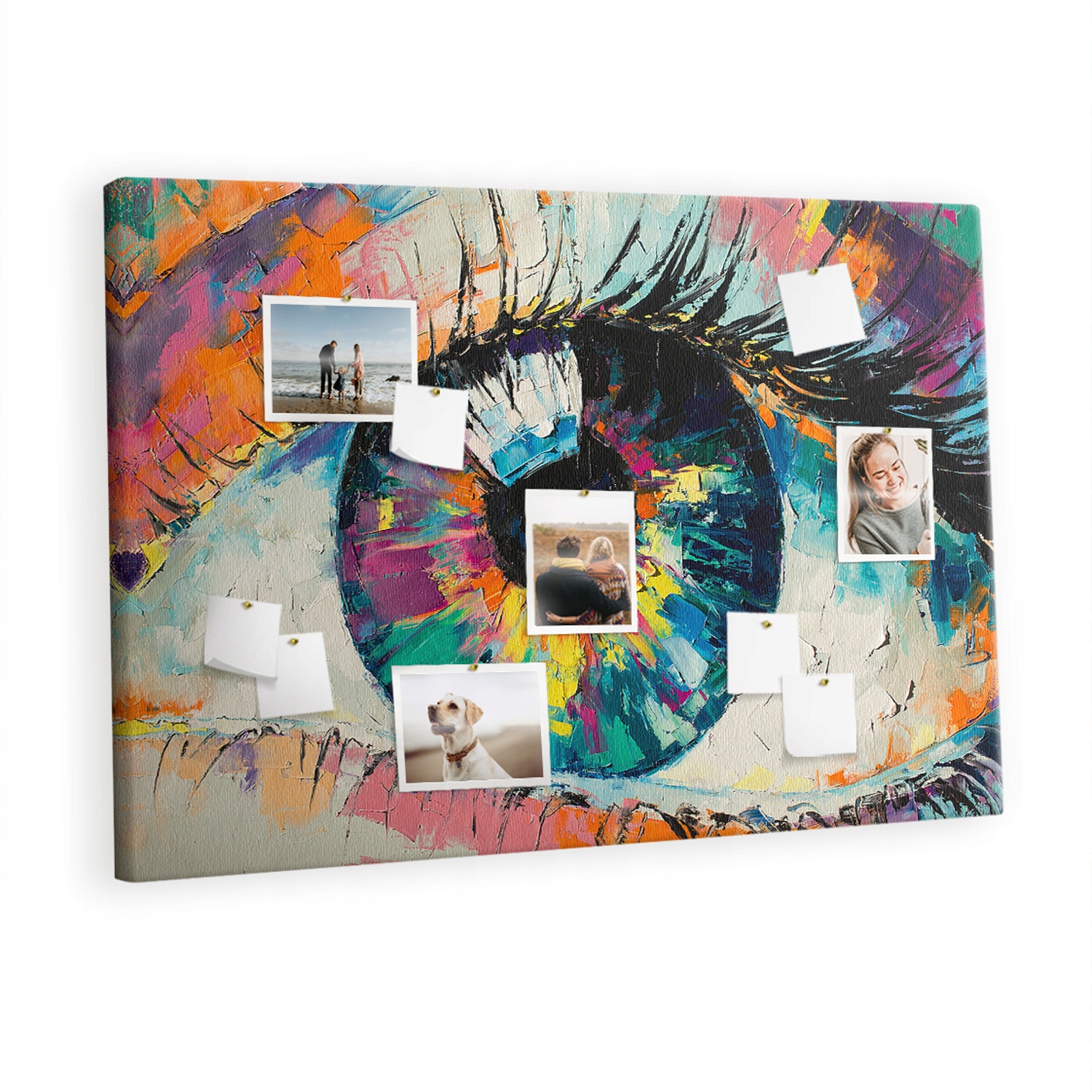 Dekorativní obraz Korková tabule Zornice oka člověk 120x80 cm připínáčky
