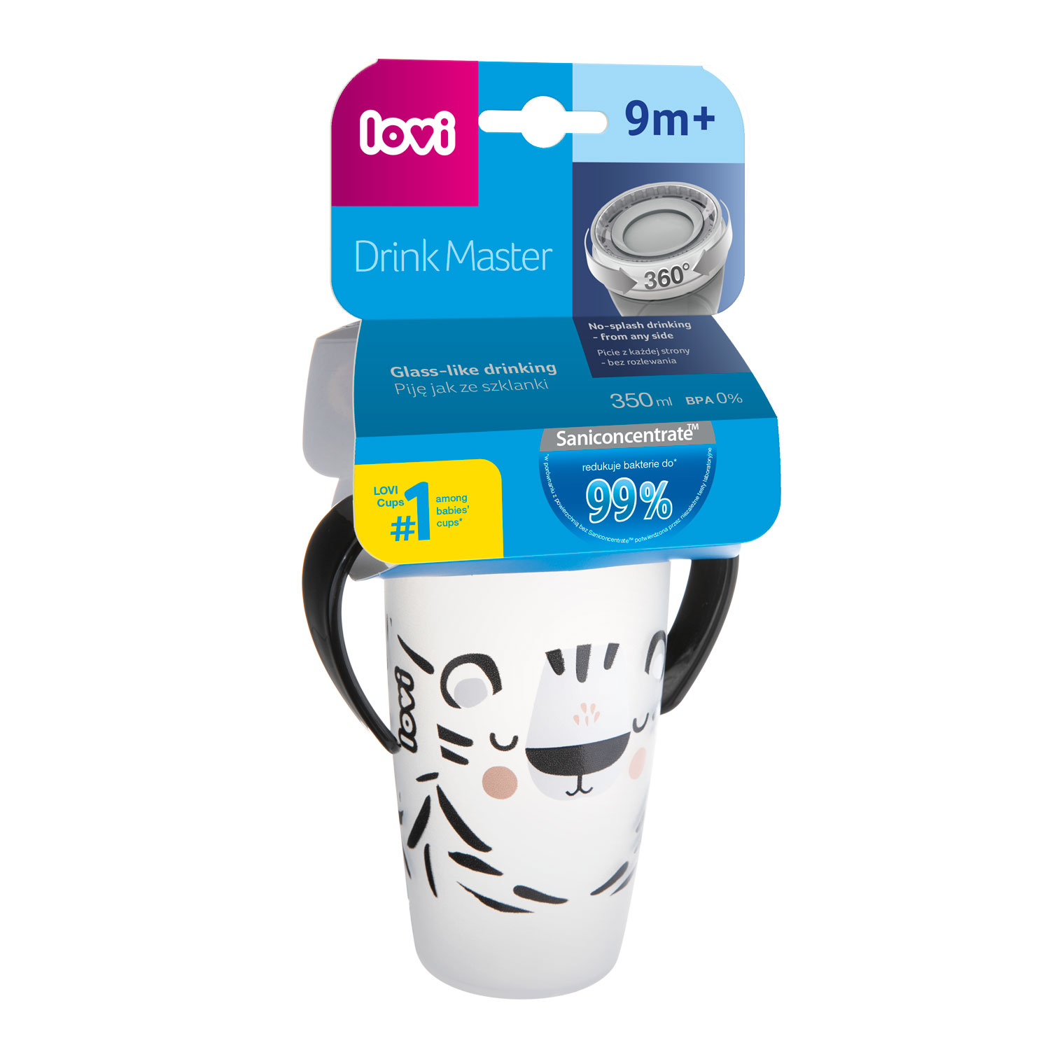 LOVI KUBEK 360° DO NAUKI SAMODZIELNEGO PICIA 350ml Salt&Pepper Stan opakowania oryginalne