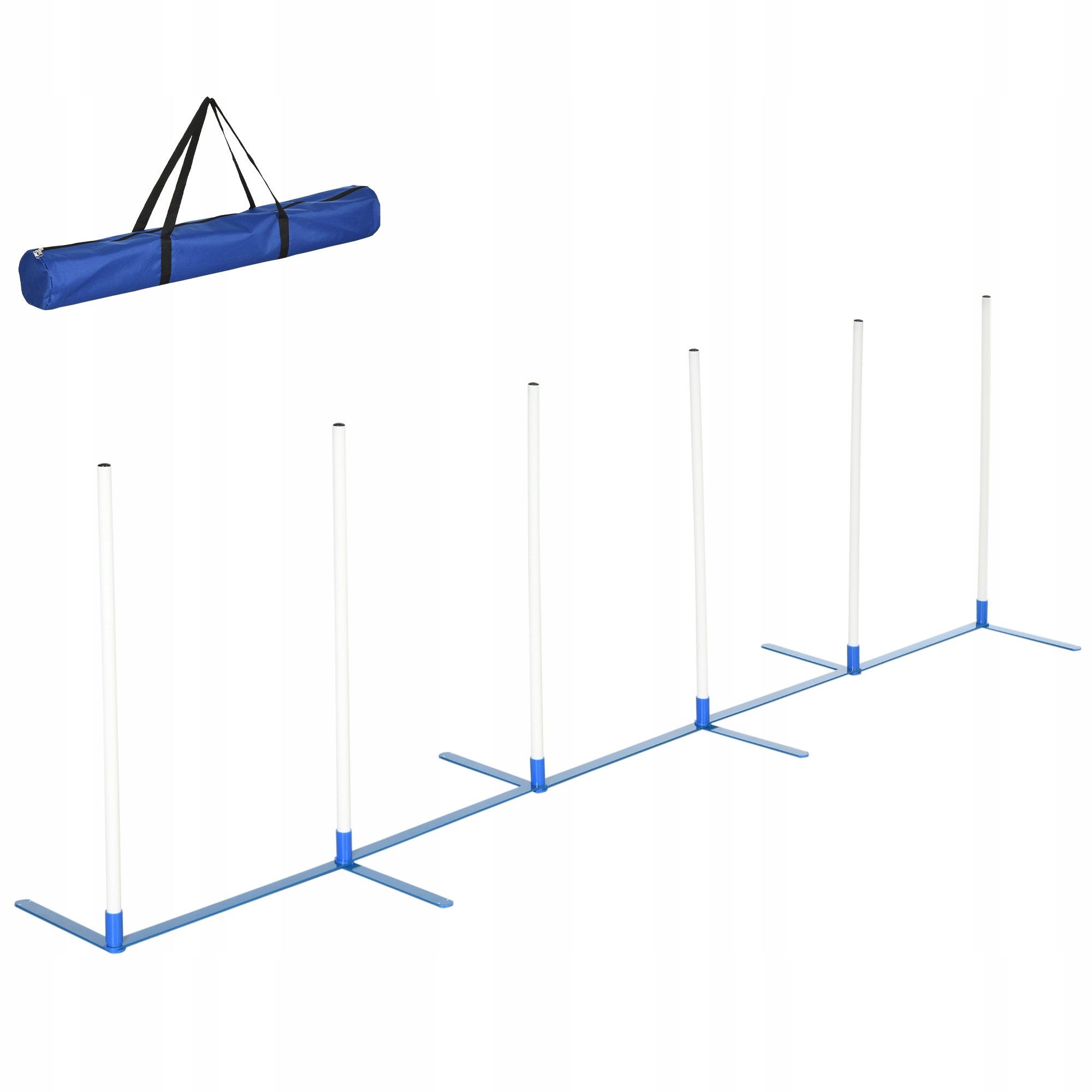 Sada na agility pro psy Pawhut 305x60x94 cm bílá-modrá