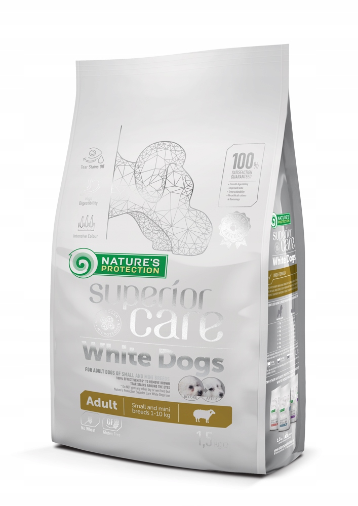 Levně Nature's Protection White Dogs Adult Small Breed s jehněčím 4 kg