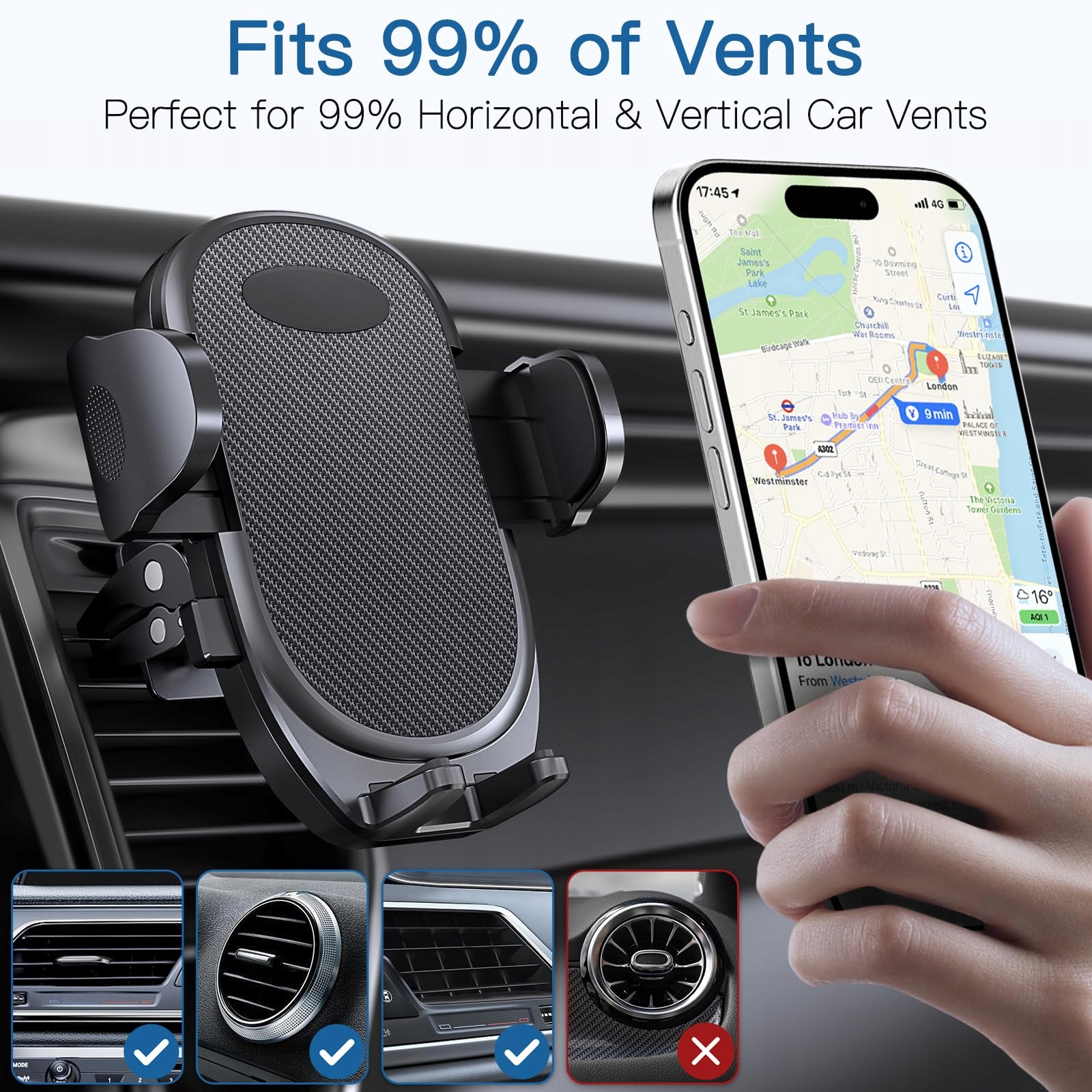 GIFTORLD Uchwyt Samochodowy Na Telefon 360° Kompatybilny Z iPhone 4-7" — miniatura 6