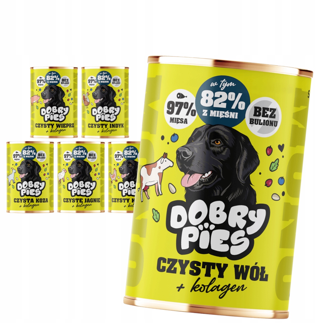 Levně Dobry Pies 6x400 g Monoproteinové Vlhké Krmivo pro psy Mix Chutí s kolagenem
