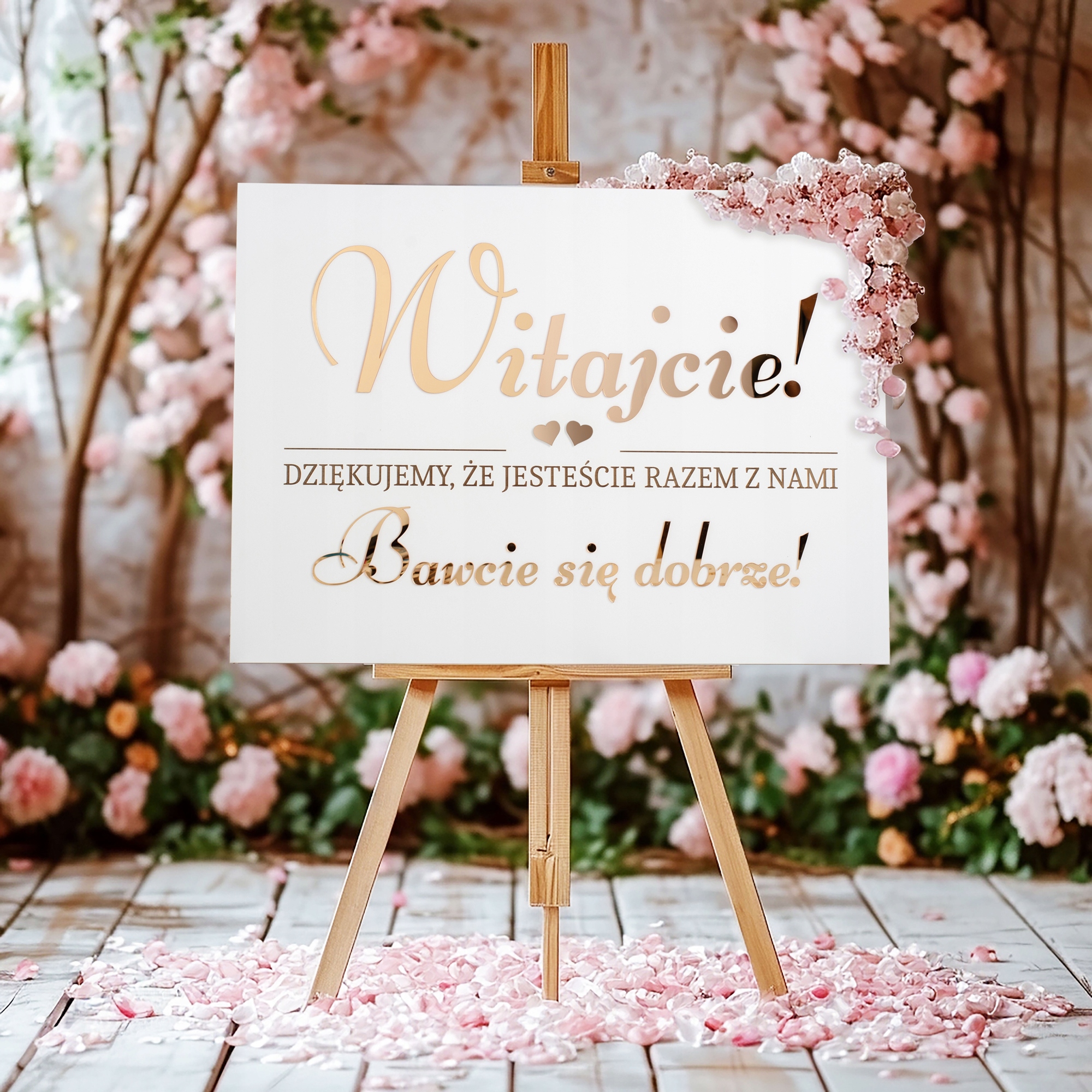 TABLICA POWITALNA NA ŚLUB DLA GOŚCI 50X70 WESELE ZŁOTE LUSTRO DEKORACJA Kod producenta TABLICA POWITALNA DLA GOŚCI TPG