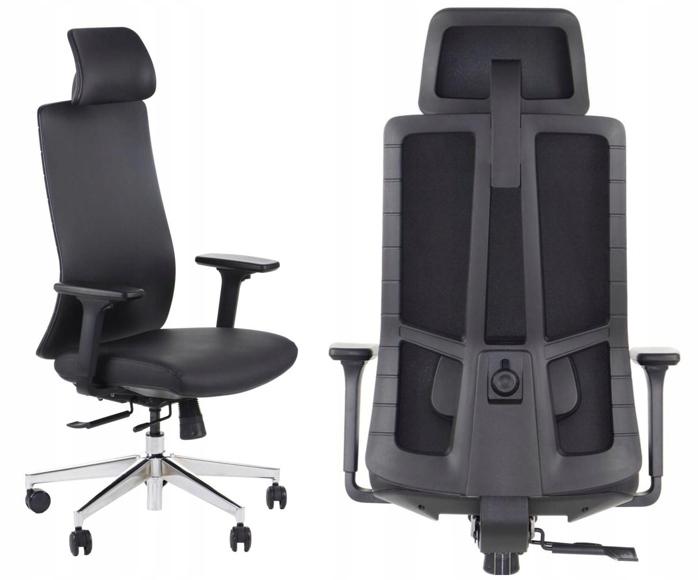 Fotel Biurowy Ergont Obrotowy Czarny Ekoskóra Ergonomiczny MRiPS