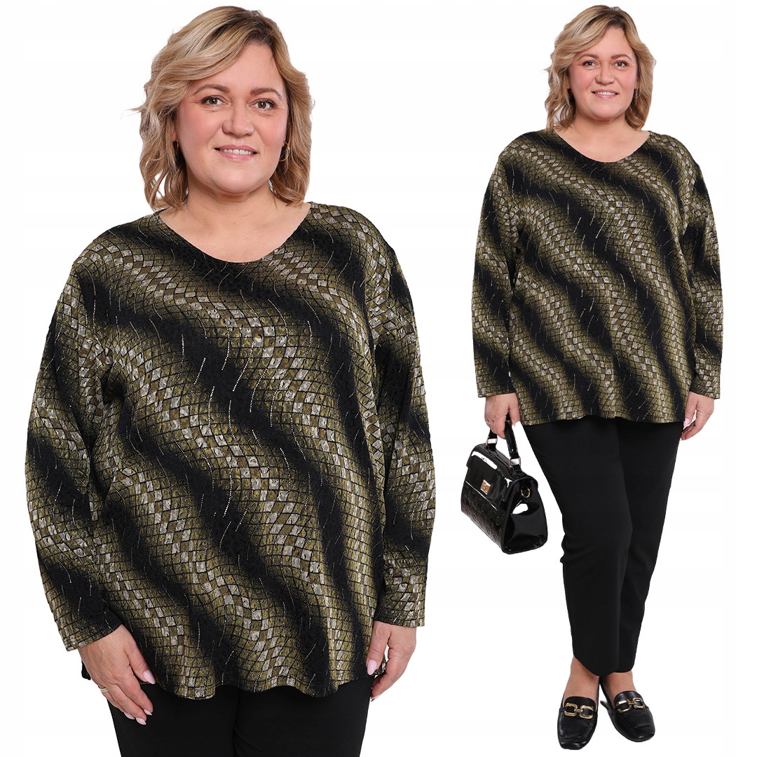 Jednoduchá černohnědá halenka s plus size vzorem velikost 60/62