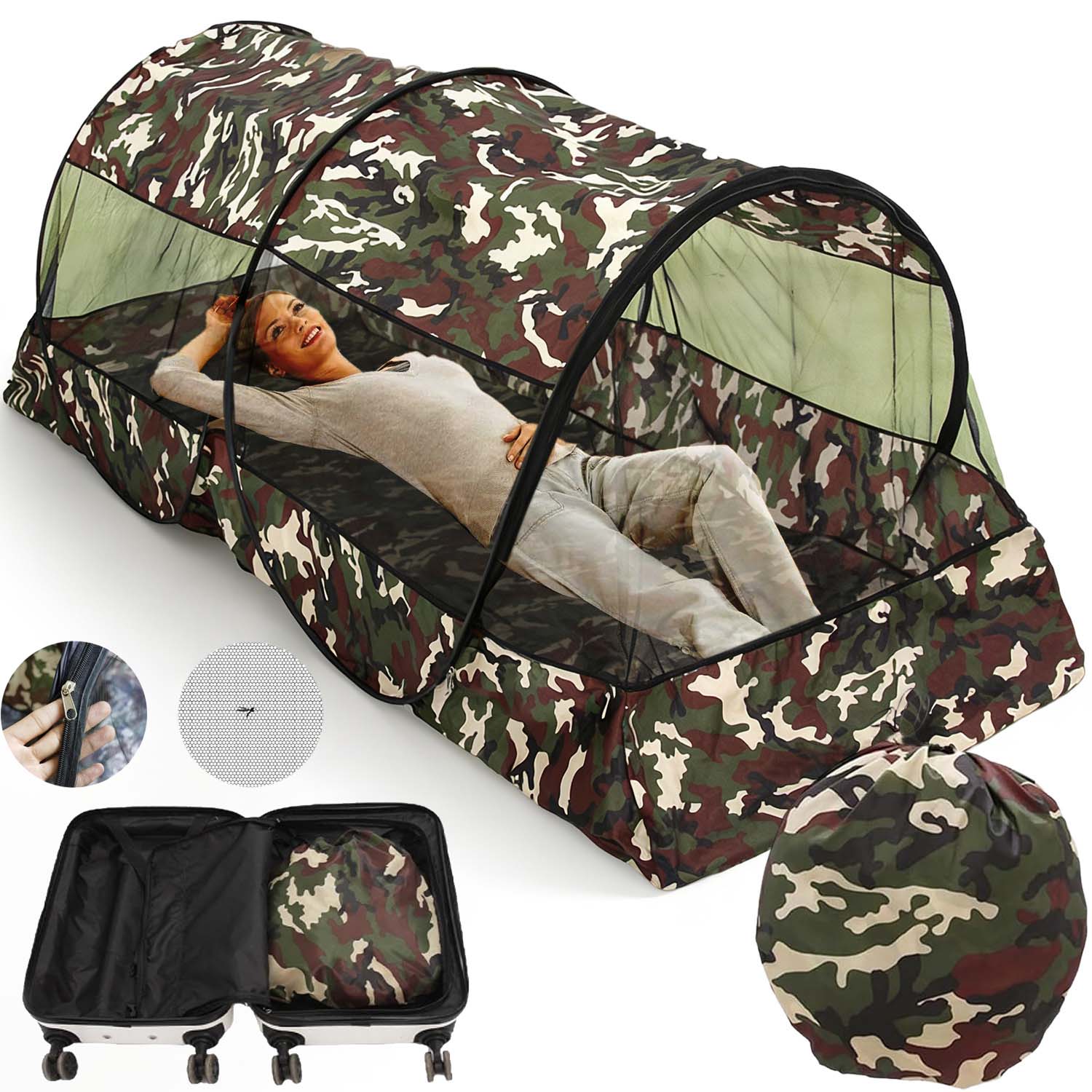 Stan Kempingový Stan Pro 1 Osobu Se Síťkou 220X100X73 CM