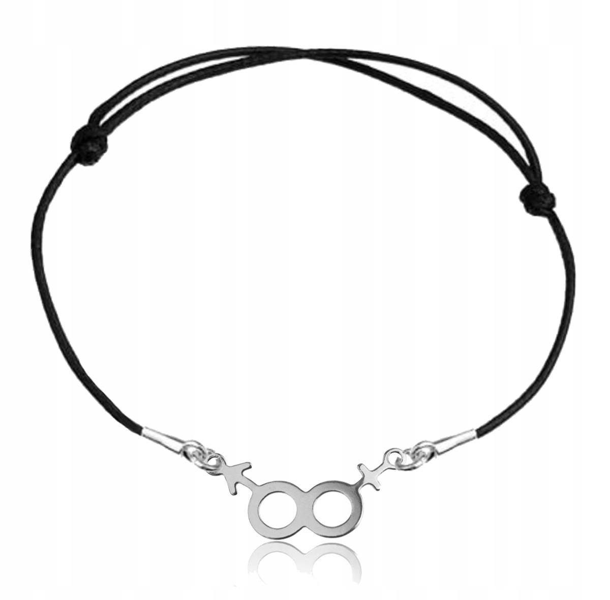 

Bransoletka srebrna sznurkowa symbol Wenus i Mars