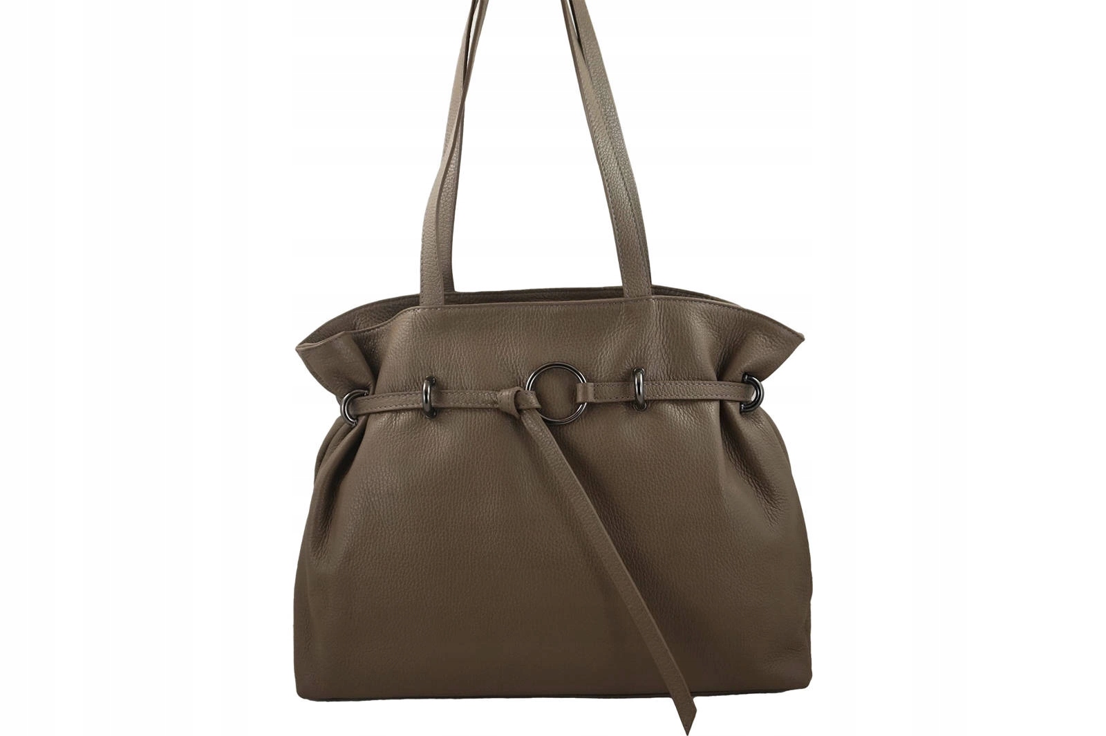 Velká dámská kabelka z přírodní kůže, sáček A4 Béžová tmavá