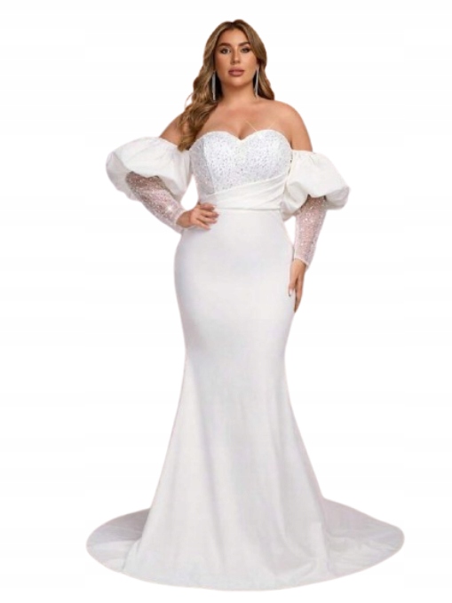 Shein Plus Size Svatební Šaty S Flitry, Vázané 46 11DE