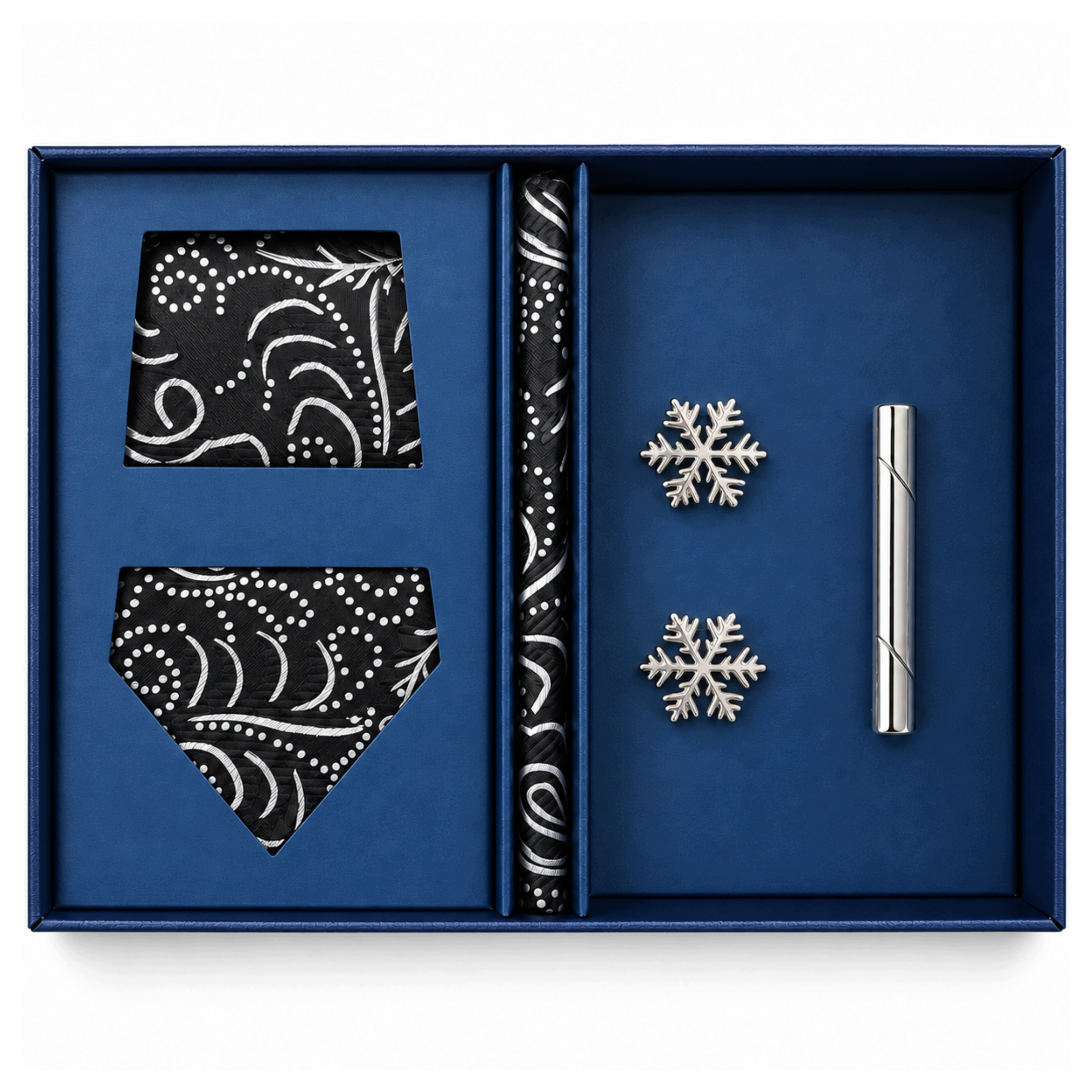 Sada Kravata Kapesníček Manžetové knoflíčky Elegantní Krabička