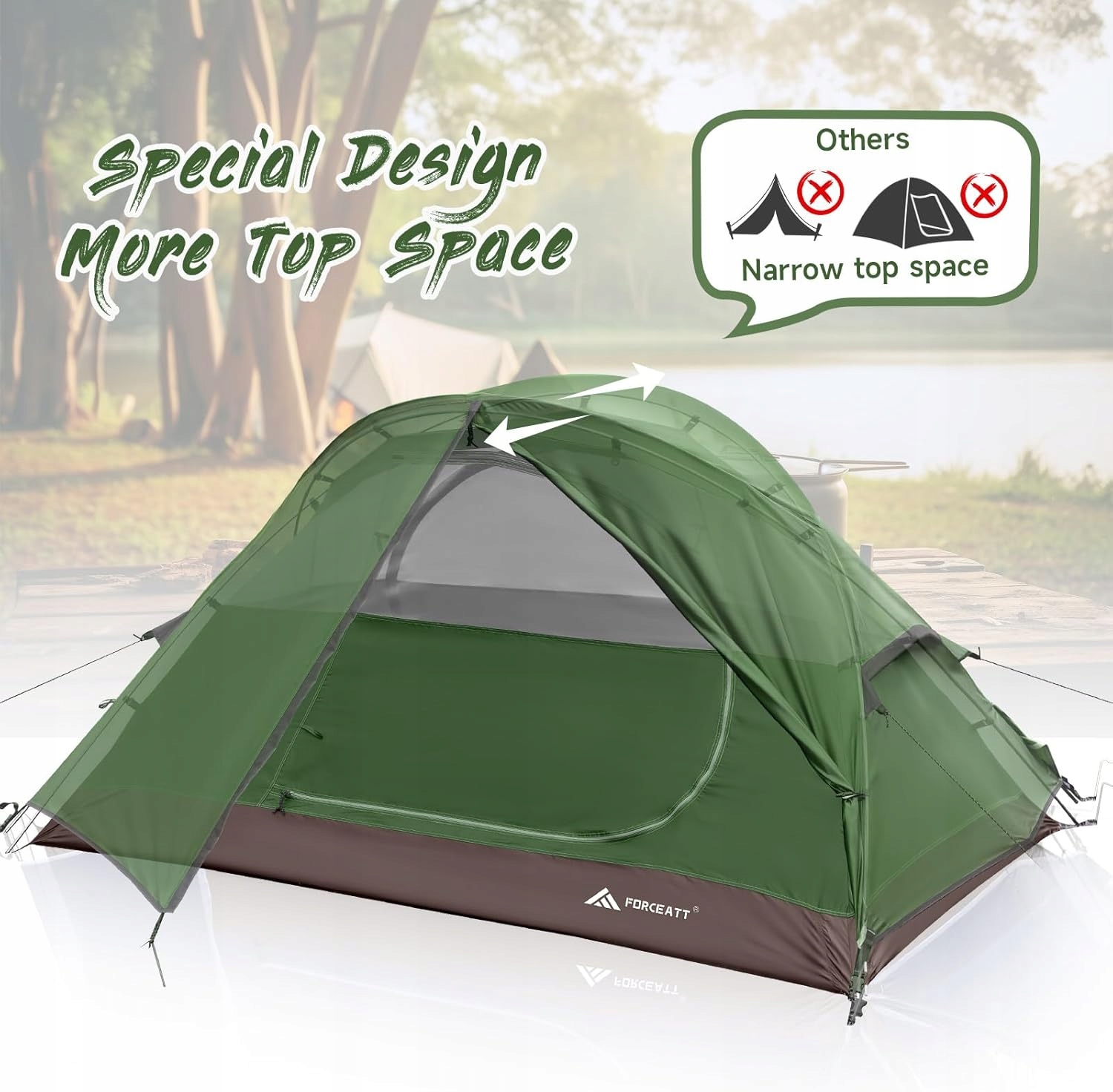 FORCEATT Namiot Dwuosobowy Na 4 Pory Roku Lekki Wodoodporny Camping — miniatura 12