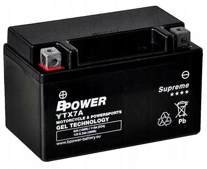 YTX7A-BS - Аккумулятор Bpower AGM YTX7A 6AH 105A READY