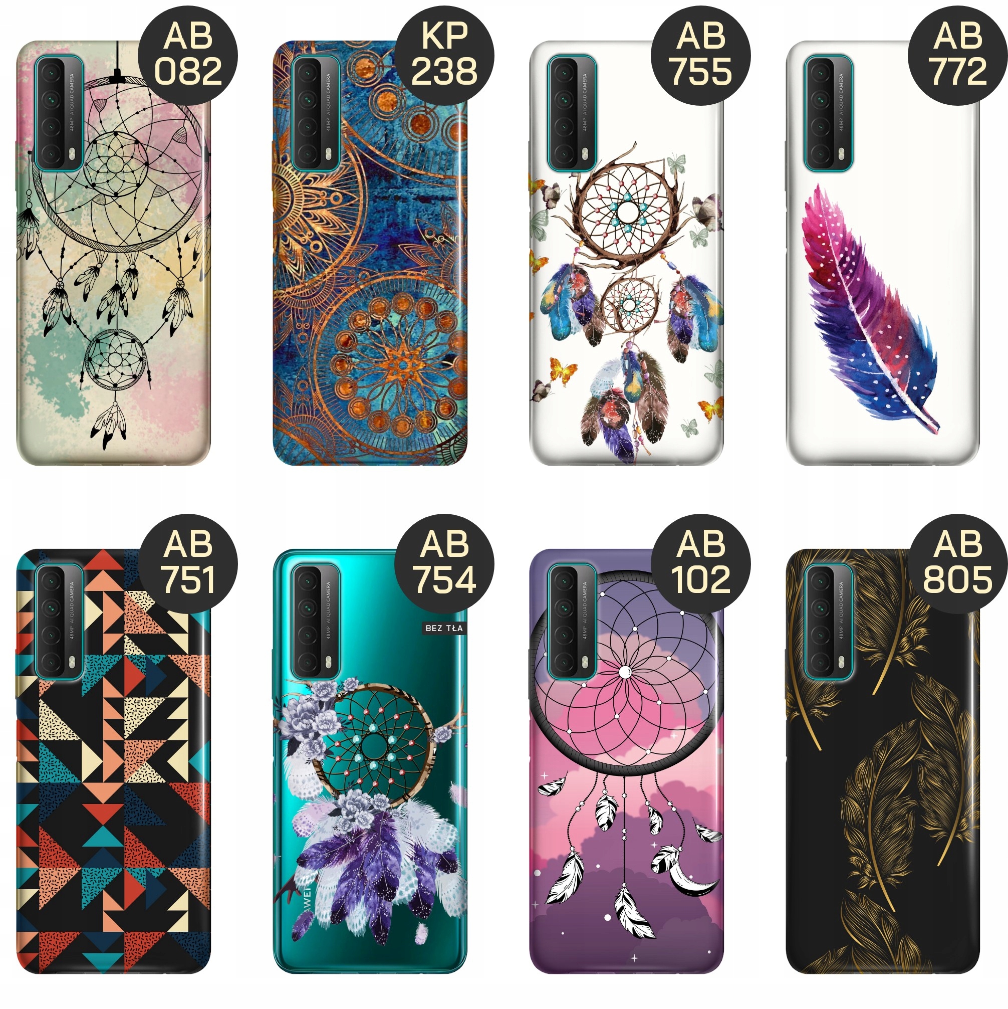 ETUI DO HUAWEI P SMART 2021 WZORY BOHO ŁAPACZ SNÓW PIÓRA OBUDOWA POKROWIEC Stan opakowania oryginalne
