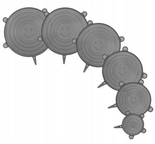 

Pokrywki Przykrywki Silikonowe Szare 6 Szt