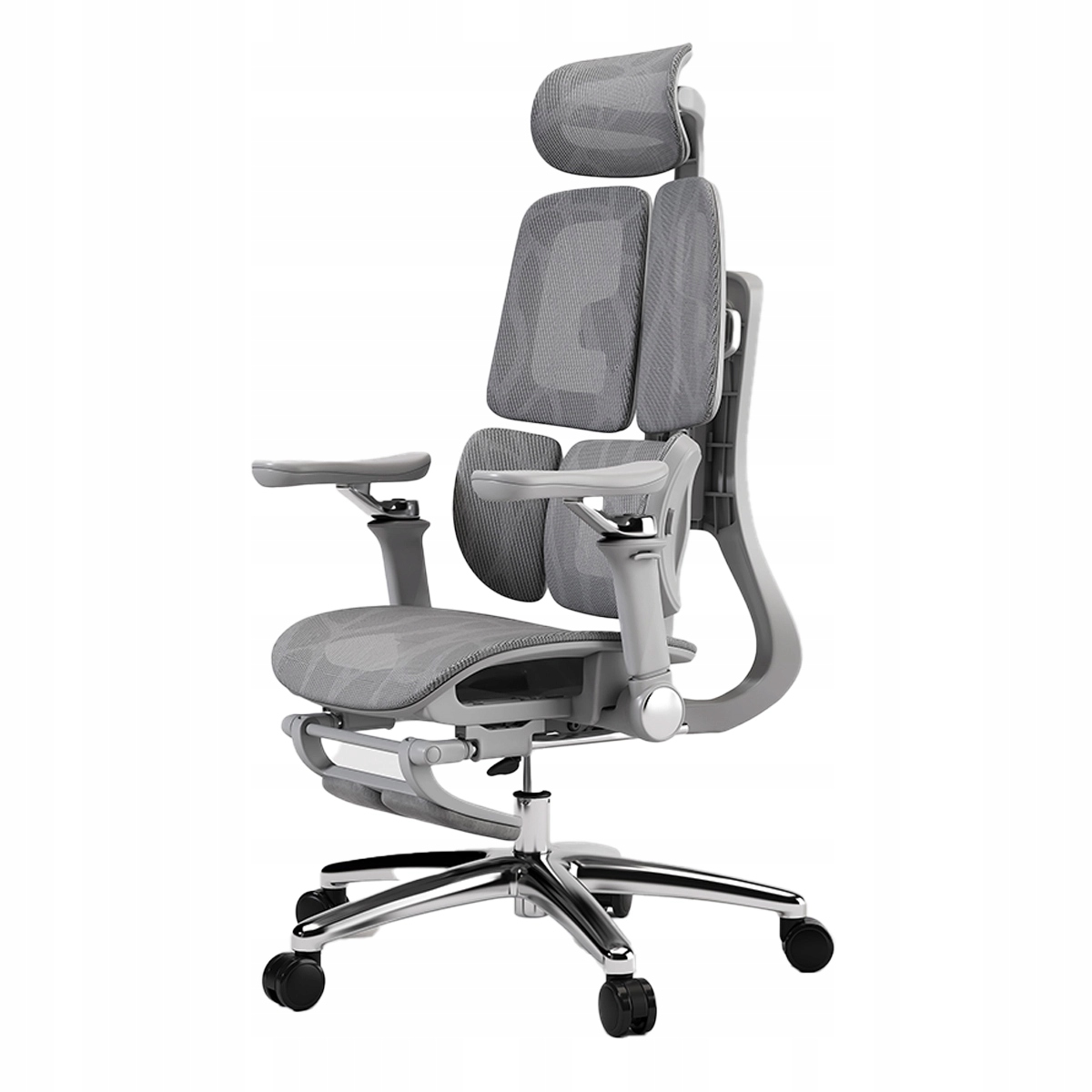 Kancelářská síťová židle Ergonomická Otočná šedá Nastavitelná Spacetronik