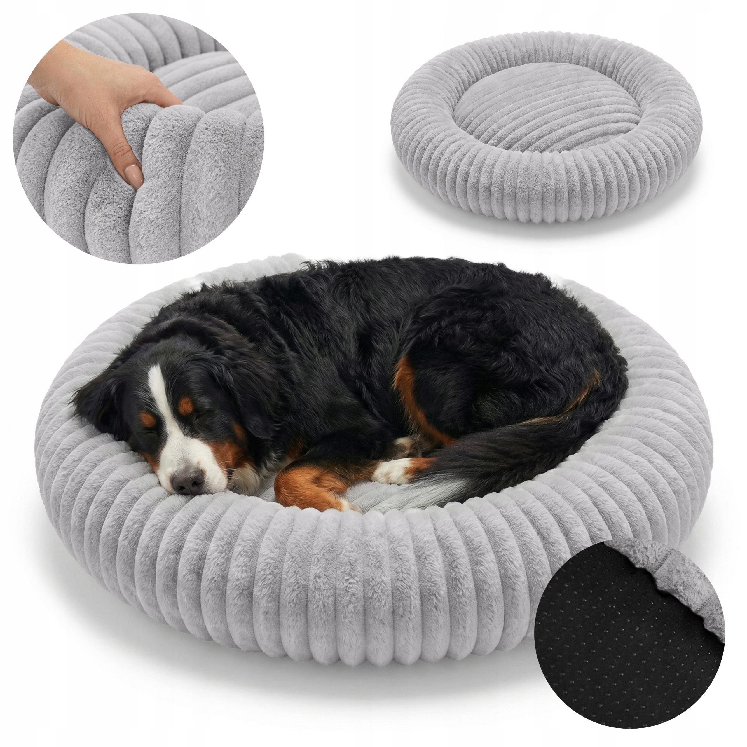 Velké Pelíšek Pro Psa Kulaté 90 CM, Měkké, Obepínající Kožíšek Rabbit Fur
