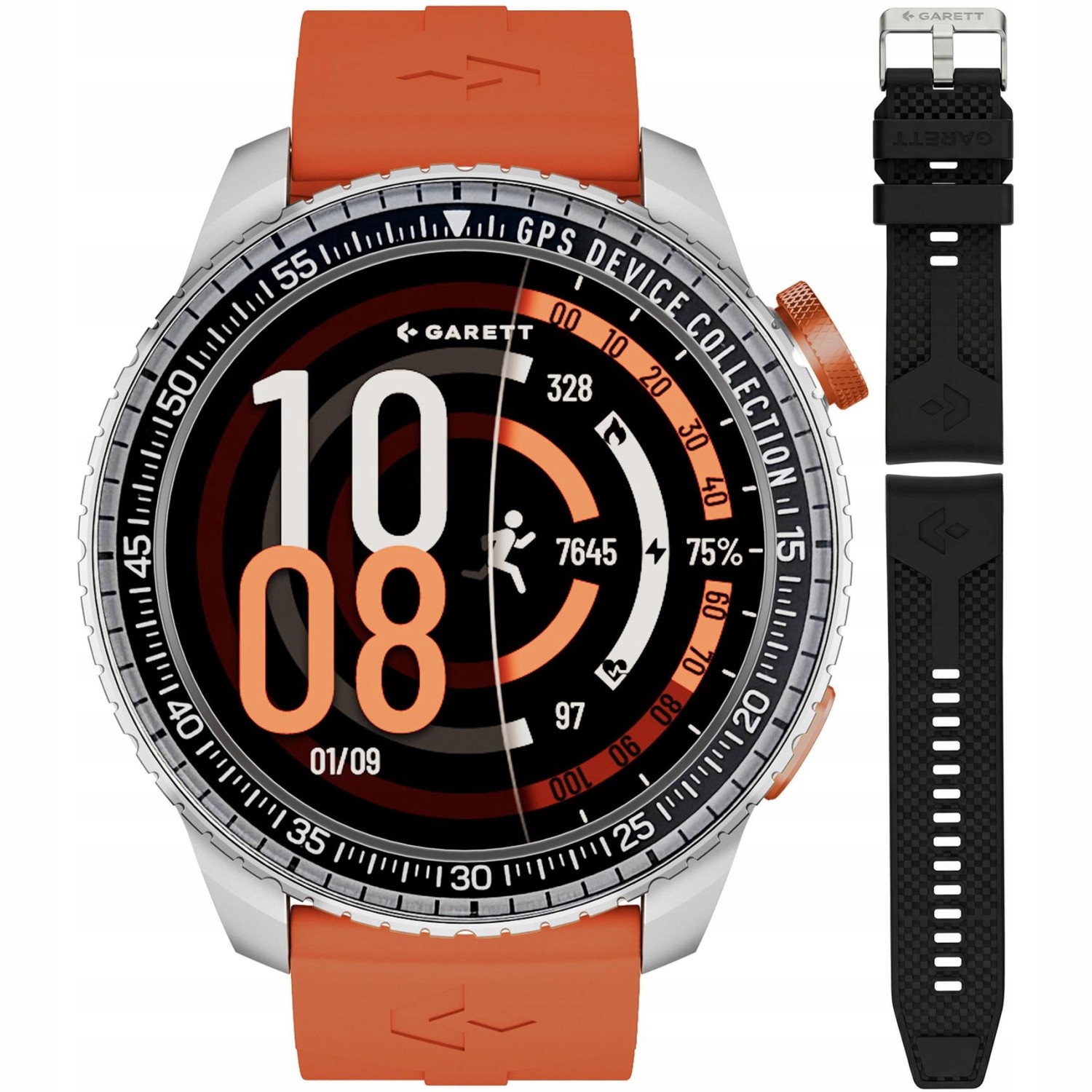 Chytré Hodinky Pánské Garett 5904238487365 oranžový pásek