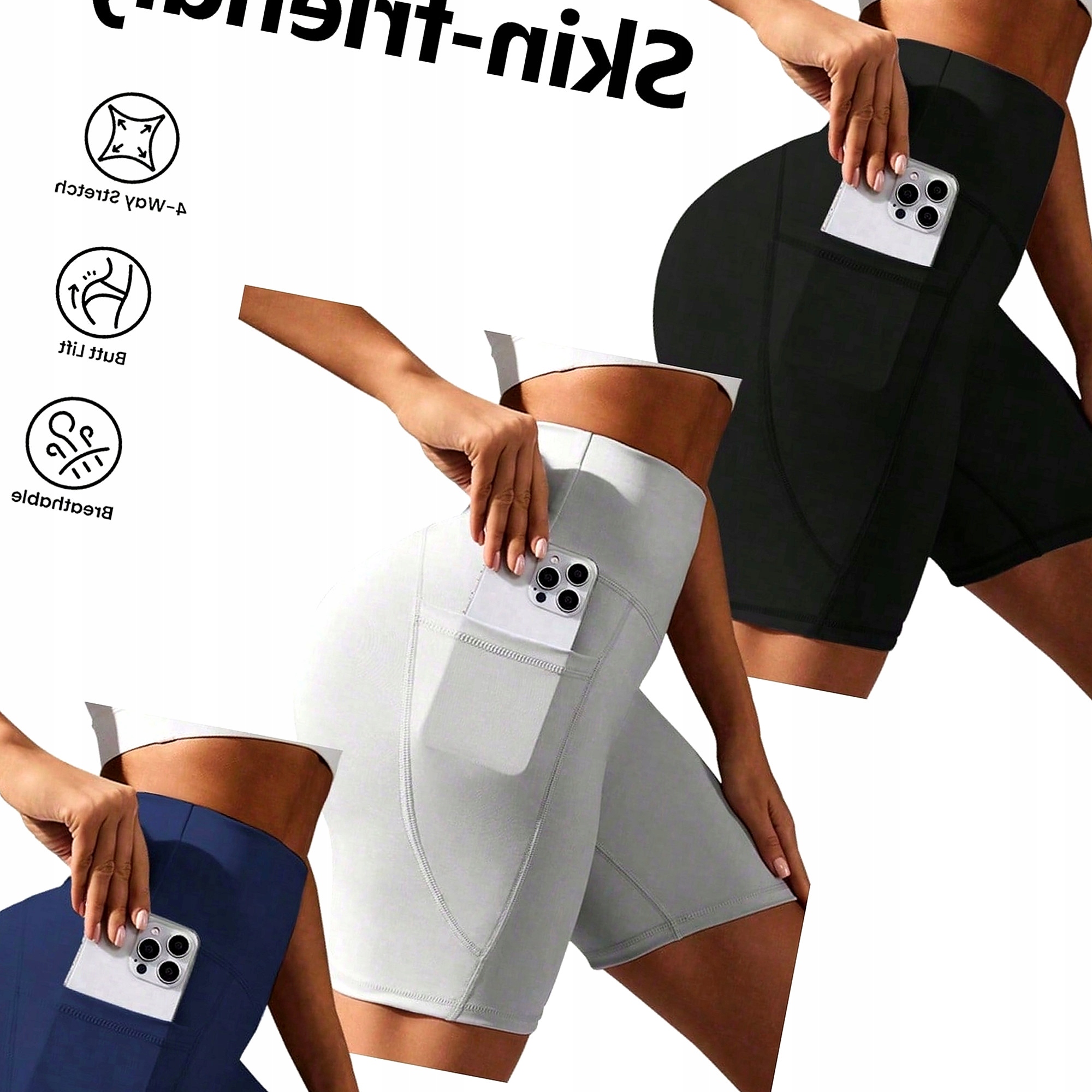 Legginsy Damskie Aktywne Z Kieszeniami Kolarki Treningowe 3-pak XL 42